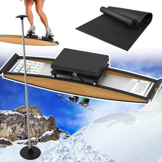 Ski Exercise Machine,Fitness Machine for Home Gym Workout, Indoor Simulated Ski Machine,Adjustable Resistance 0-100kg,Rubber Roller,with Walking Stick&Floor Matfor
