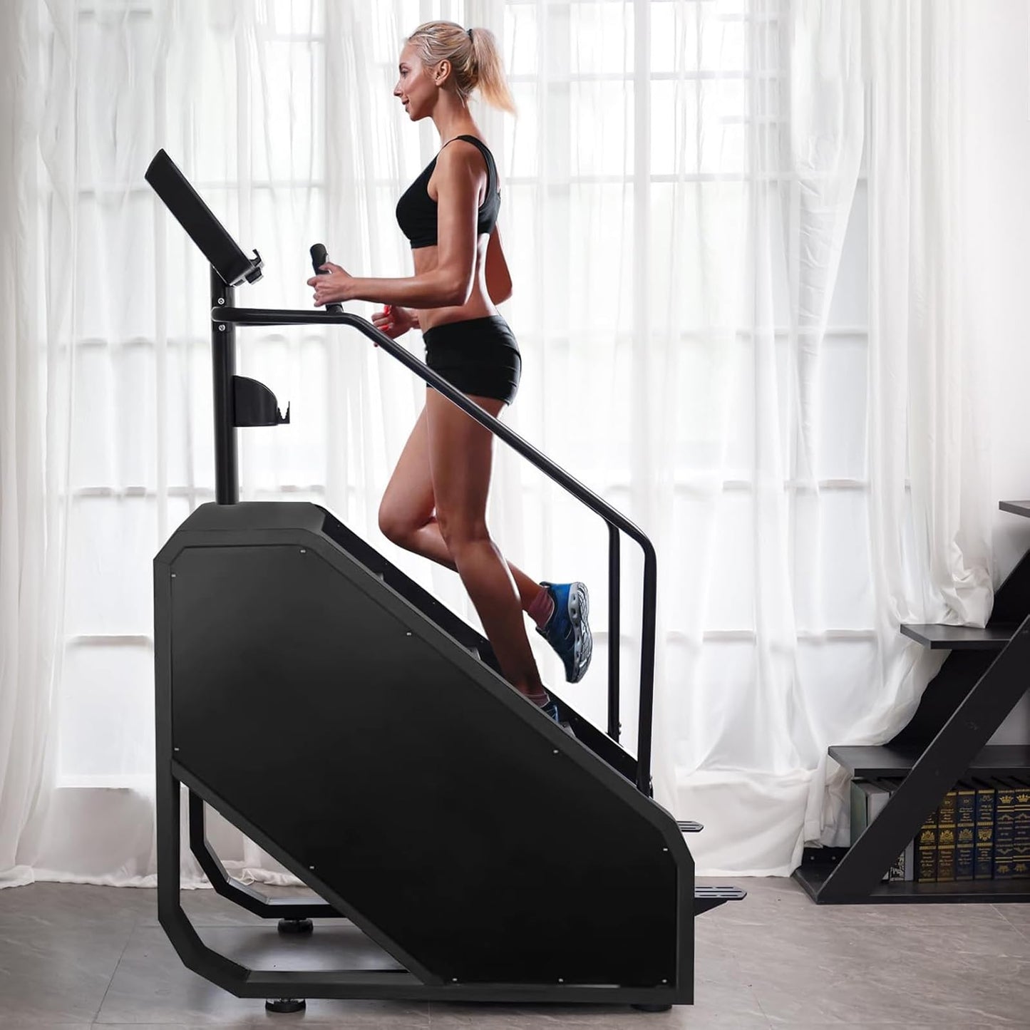 Stairmaster Machine with Led Screen, Commercial Grade Stair Climber for Cardio Training, 15 Speed Levels Continuous Climbing Exercise Machine, 15-164 Steps Per Minute Black