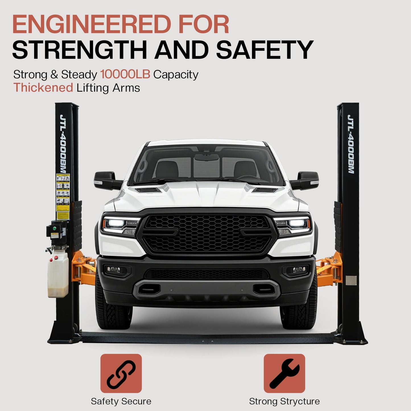 Jocisland 2 Post Car Lift 10000LB Capacity, 220V Automotive Lift with Reinforced Steel Arms, Automatic Safety Lock & Extension Tubes, Heavy-Duty Vehicle for Garage or Workshop