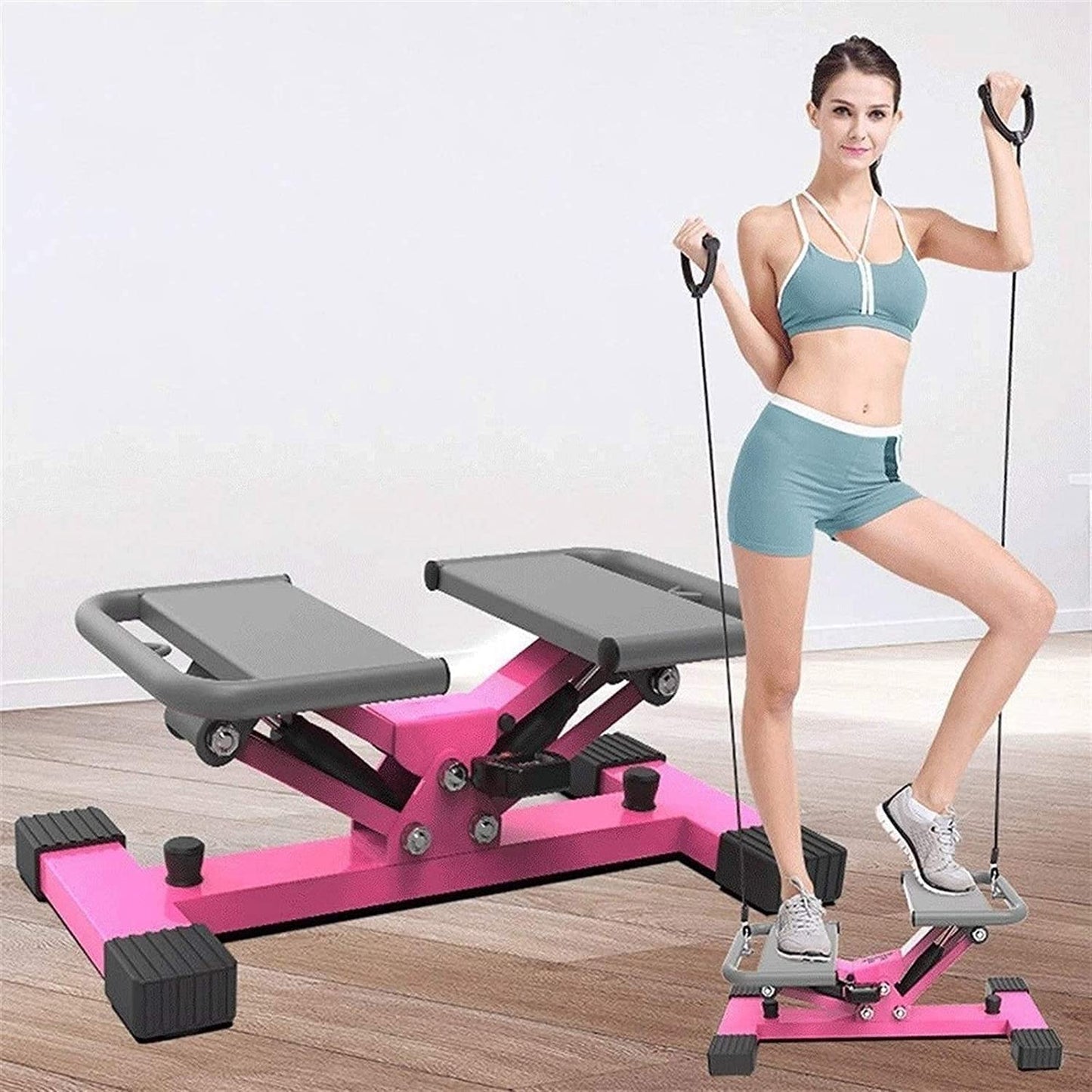 Stair Stepper for Exercise Fitness Stair Stepper with Resistance Bands and LCD Monitor Exercise Machine for Full-Body Workout