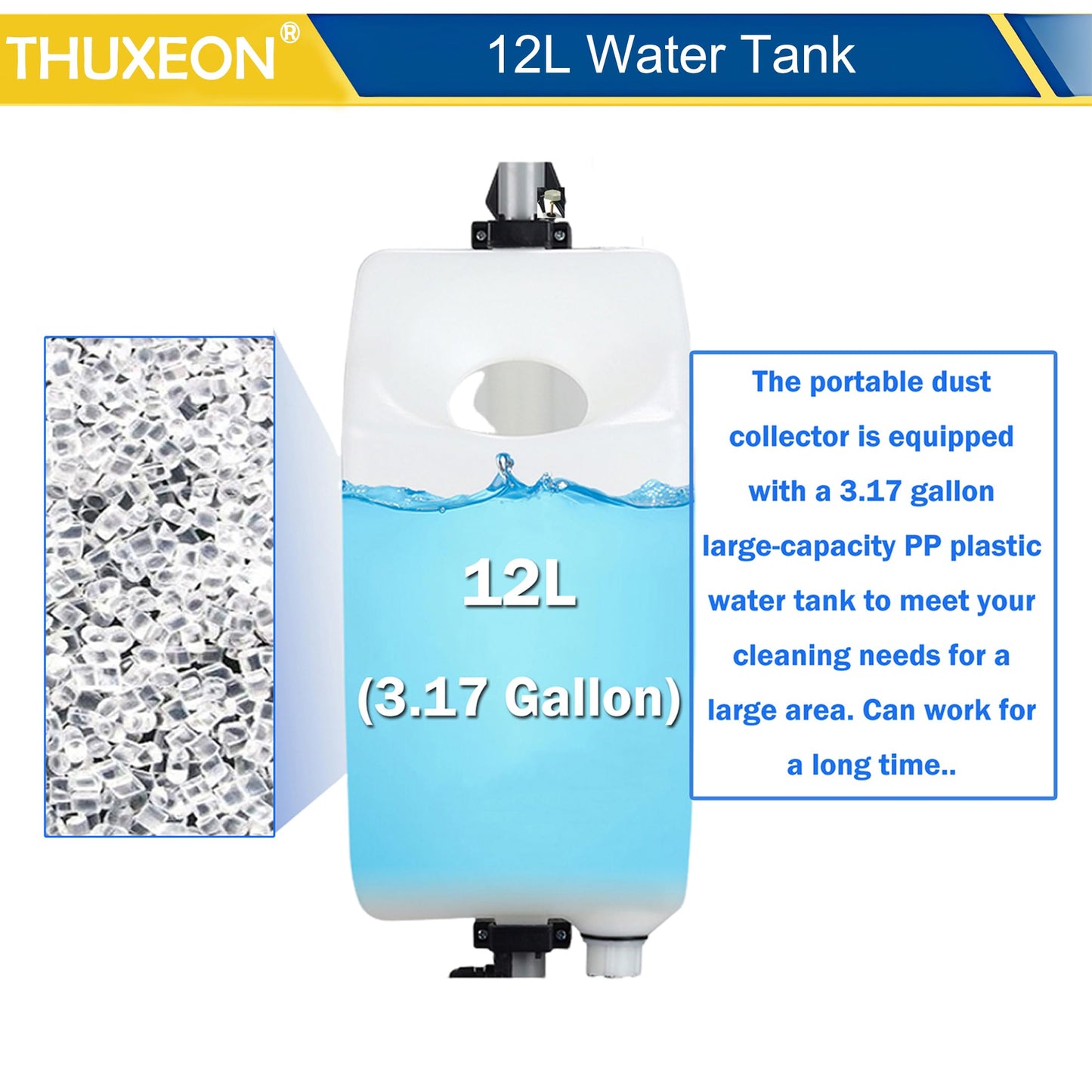 THUXEON 18" Commercial Floor Scrubber Buffer, Heavy Duty Polisher Machine- 1100W Motor, 12L Tank for Hotel Carpet/Tile Cleaning, Butterfly Handle, Low Noise 110V