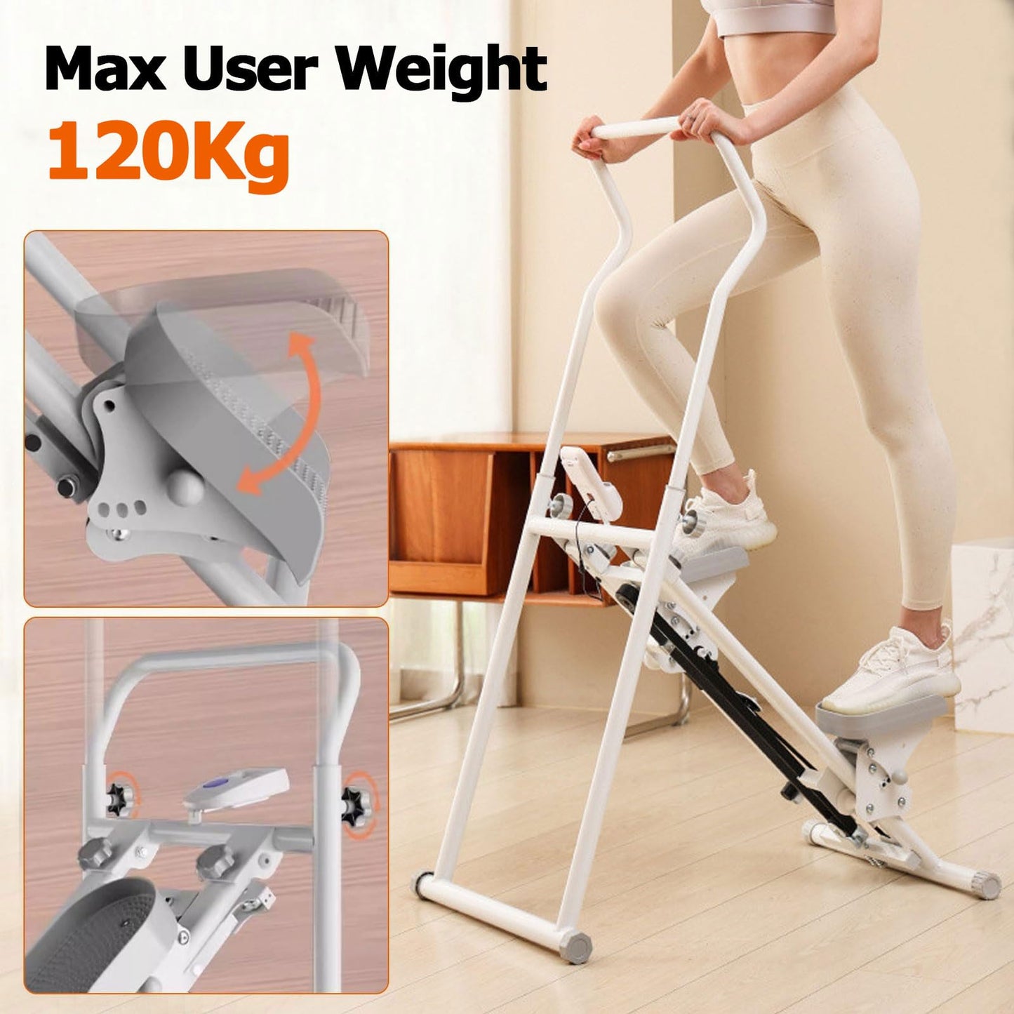 Stair Stepper Machine for Home Gym, Compact Folding Vertical Climber with Adjustable Handlebar for Indoor Fitness, Extended Step Range for Effective Exercise