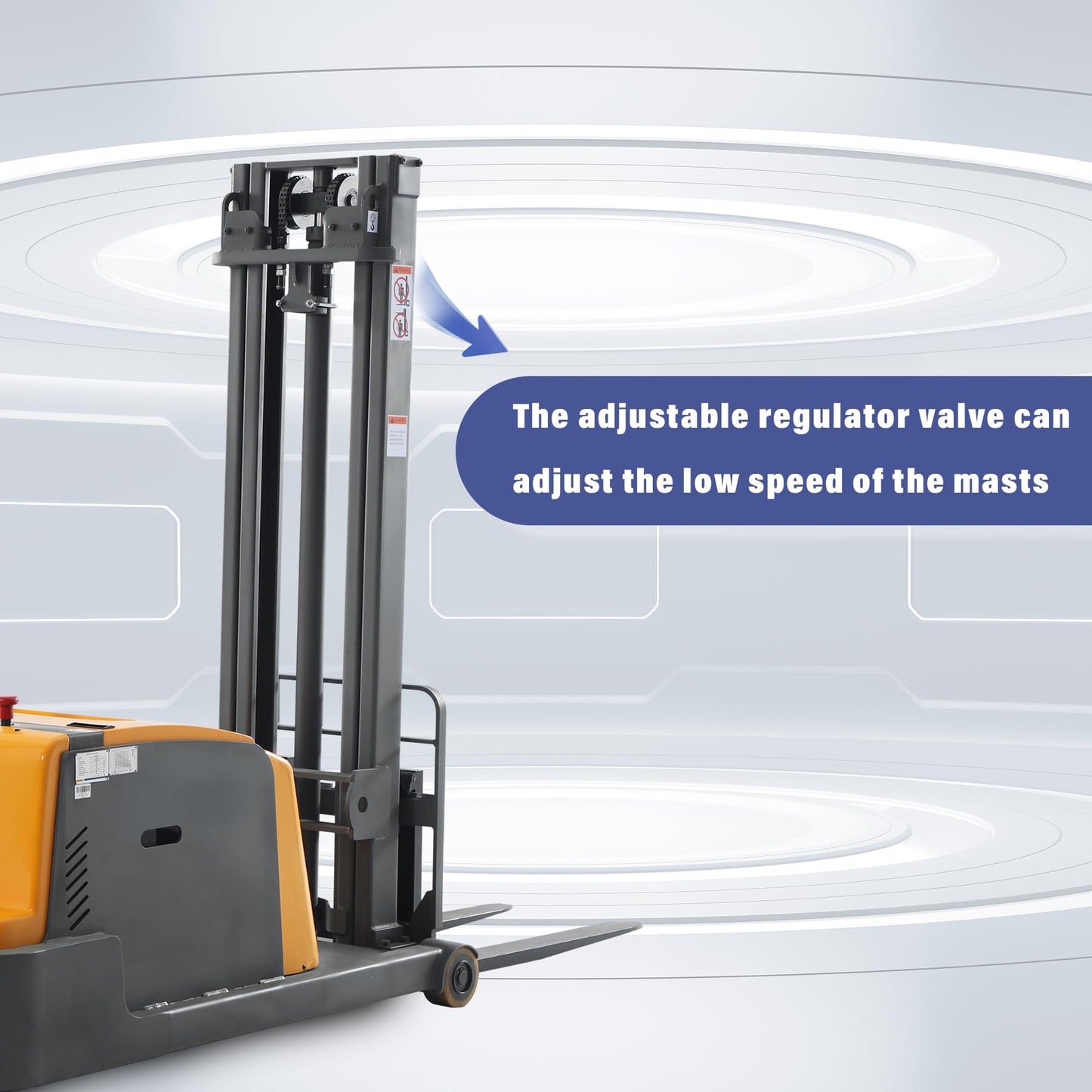 APOLLOLIFT Counterbalanced Electric Stacker, 3300Lbs Capacity 118inch Lift Height Powered Material Lift for Warehouses
