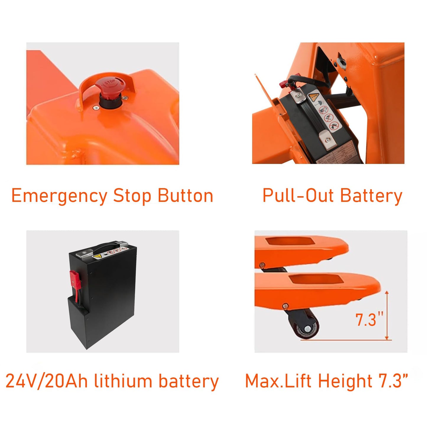Full Electric Pallet Jack 3300Lbs Capacity, Lithium Powered Pallet Truck 48" x27" Fork Size, Walkie Pallet Lift Trucks for Factory, Warehouse, Supermarket, Multifunctional Handle with Extra Battery