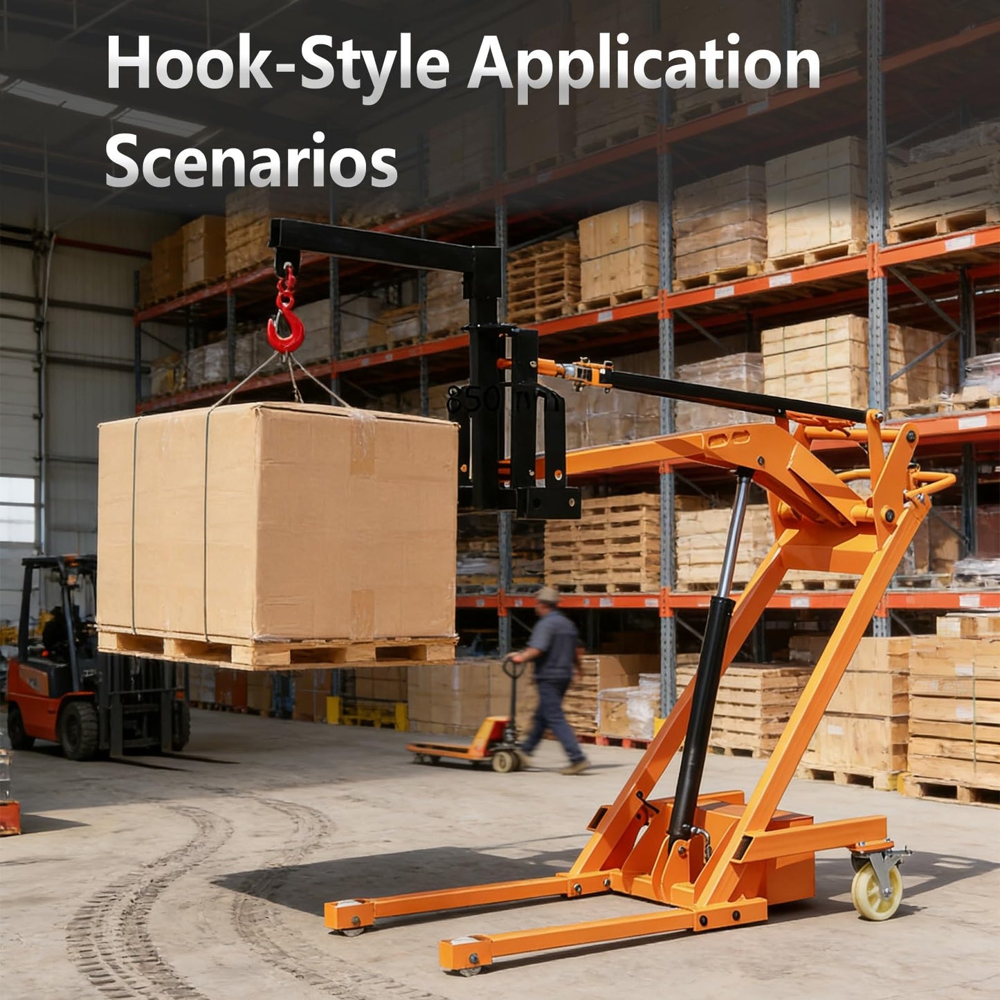 Full Electric Stacker, 1543 LBS Lifting Capacity, Articulated Boom Forklift, Foldable Hydraulic Material Handler, for Factories and Supermarkets