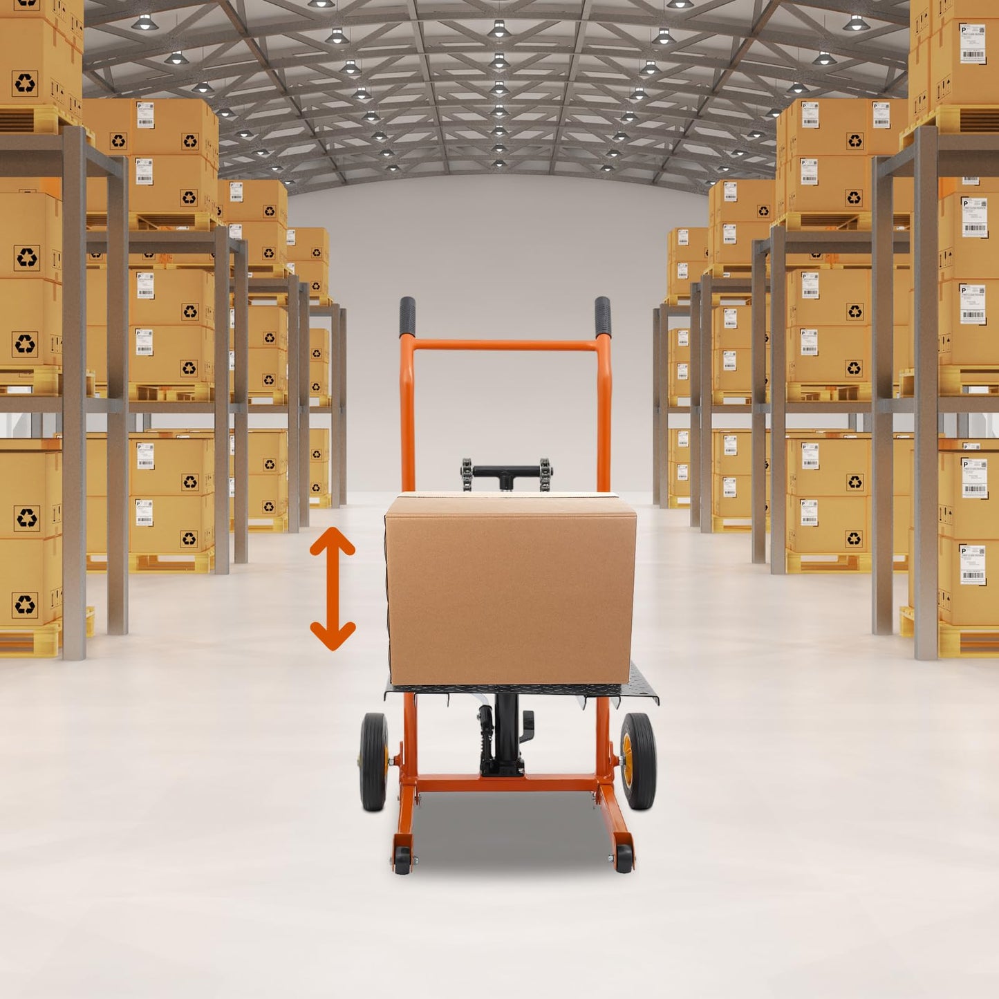 Hydraulic Material Lift Stacker, Foldable Winch Stacker 577 lbs Capacity & 35.4" Max Lift Height, Manual Pallet Truck with Removable Platform & 9" Wheels for Warehouse, Workshop, Garage
