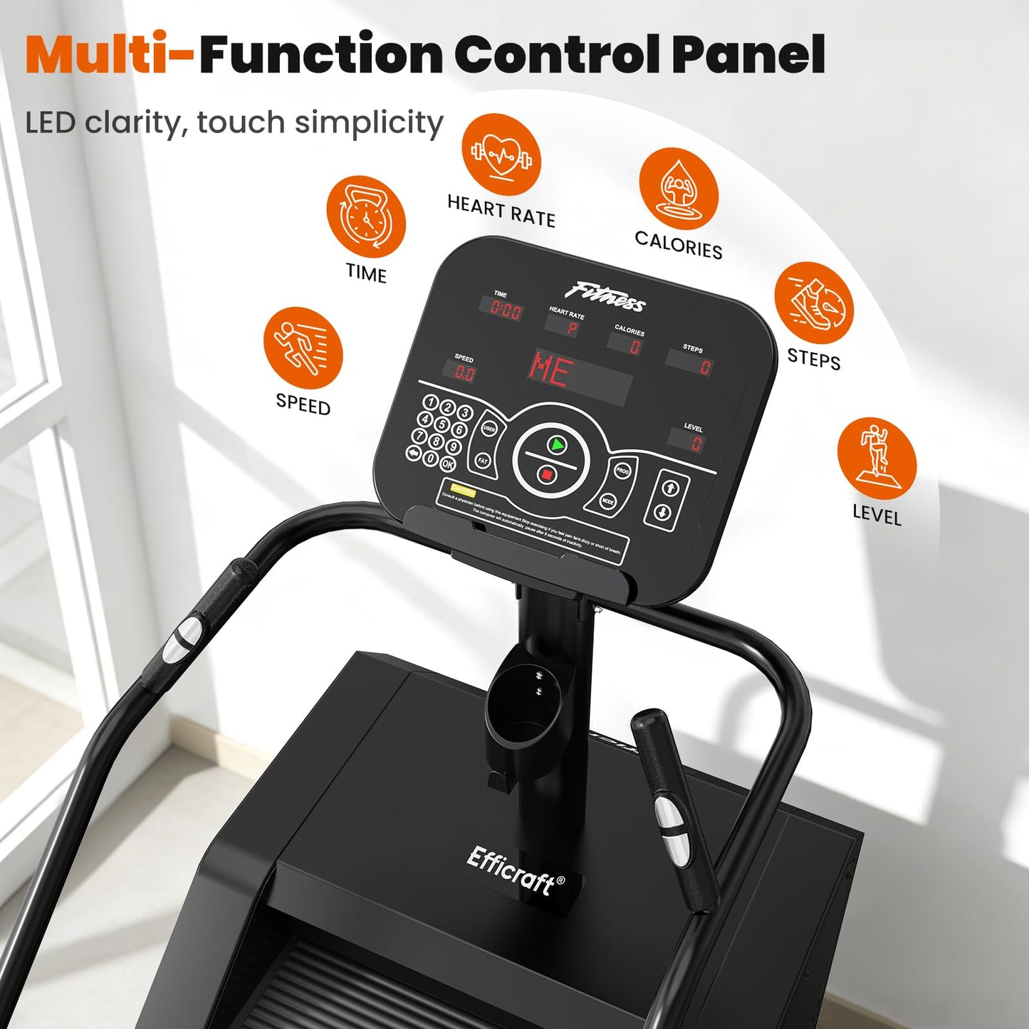 EFFICRAFT Stair Stepper Machine, Commercial Grade Stair Master for Exercise at Home, Continuous Climbing Exercise Machine for Cardio, 15 Speed Levels Stair Master, 15-164 Steps/Min, Black