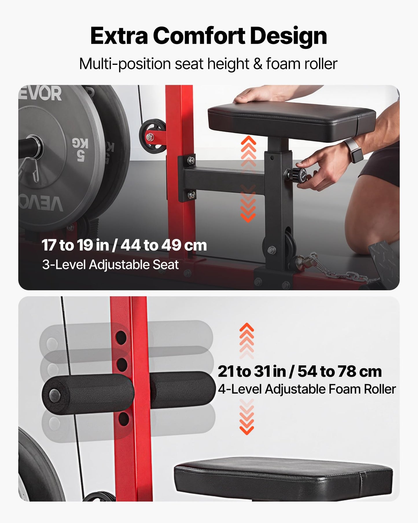 VEVOR LAT Pull Down Machine, 3-in-1 Row Cable Machine, Cable Machines Home Gym with 3-Level Adjustable Seat, 4-Level Adjustable Foam Roller, Load 400 lbs LAT Tower for Back, Chest, Tricep, Black