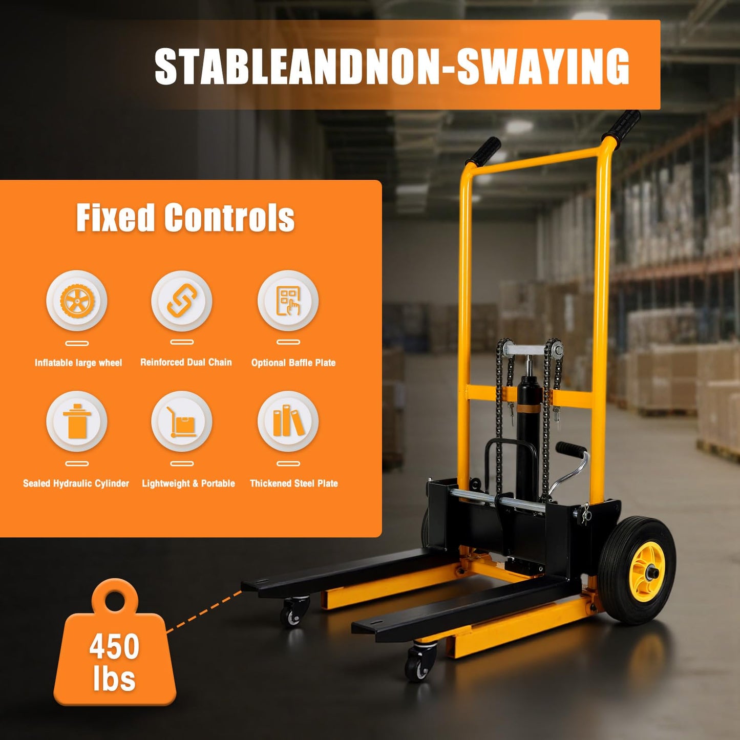 Hubxinly Mini Forklift Foldable Transport Lifting Cart with Swivel Wheels Hydraulic Transporter Cart Lightweight for Household Warehouse Factory
