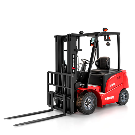Full Electric Forklift with Side Shift, 5000 Lb Capacity, 16 Ft/189″ Lift Height, 3-Stage Mast, 48V Lithium Battery, Solid Tires, 45" Forks – Warehouse Industrial Pallet Stacker (US-FT50PRO-189)