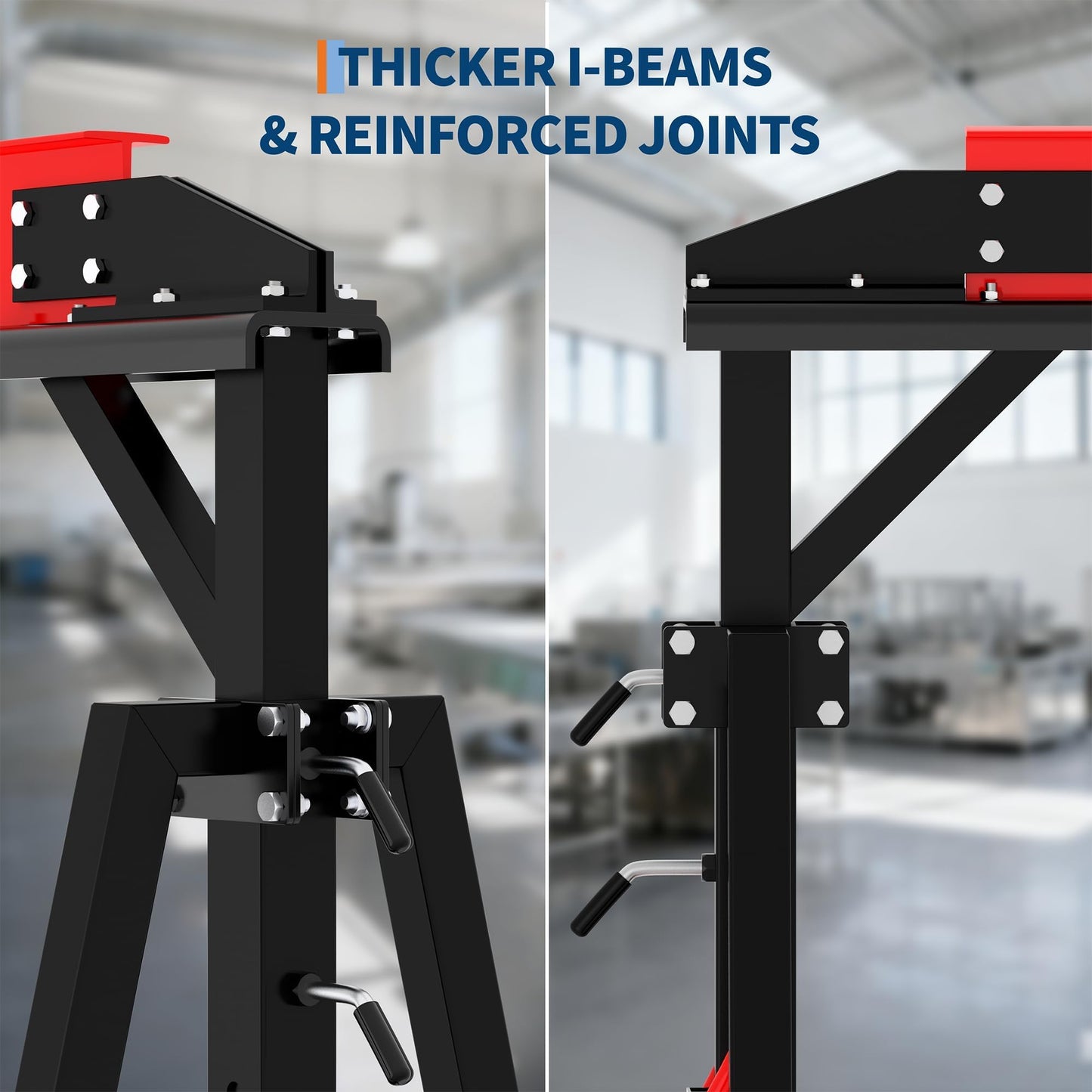 Adjustable Gantry Crane 1 Ton 2200 Lb, 12 Height Positions 97-141 in, Triangle Base a-Frame, Heavy Duty Steel i-Beam, Portable Lifting Crane for Warehouse, Shop, Construction