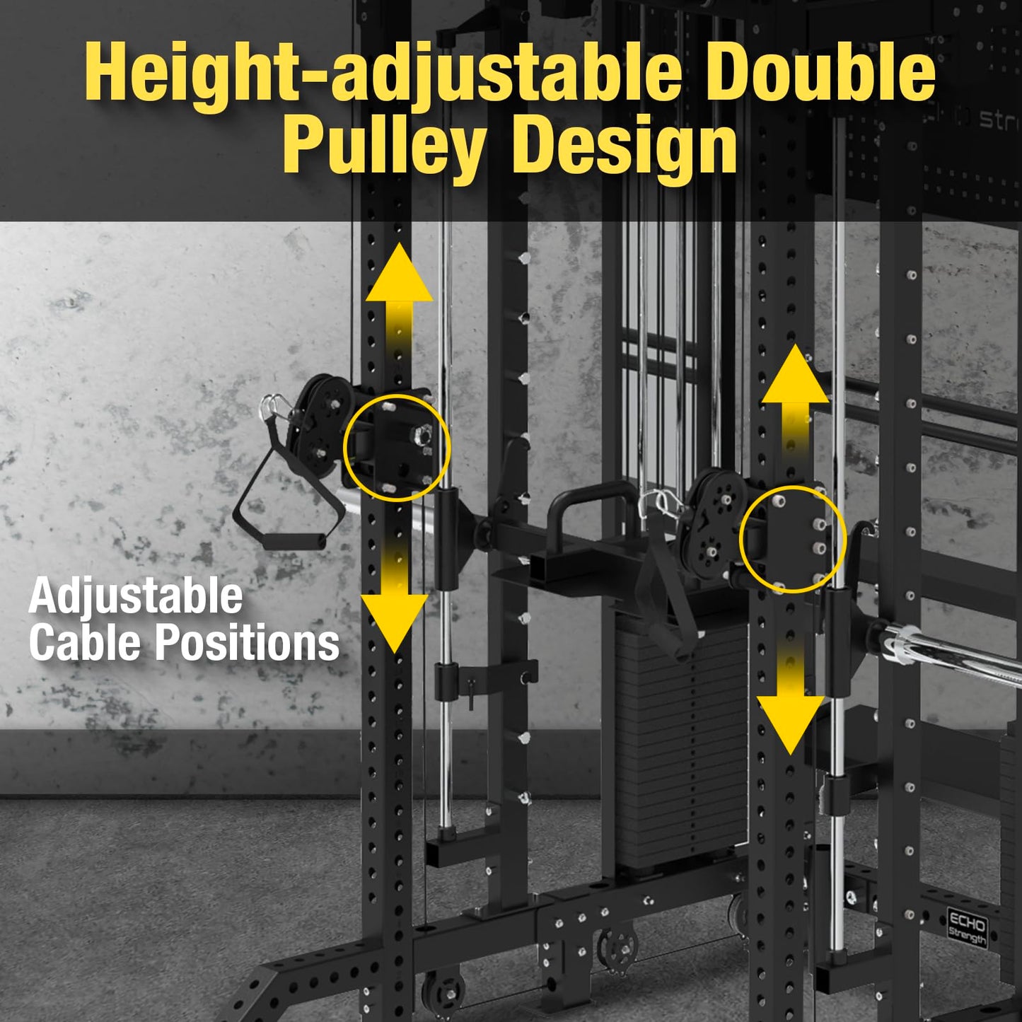 Commercial Cable Crossover Exercise Machine All in One Functional Trainer Cable Machine with 400LBS Weight Stacks Power Cage with Pulley System Compact Smith Machine for Home Gyms (W/Storage Rack)