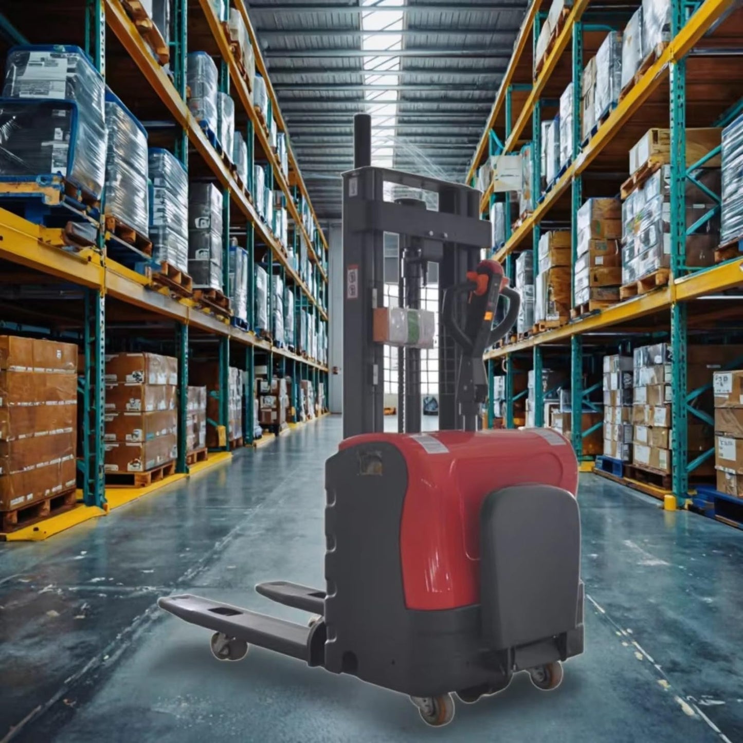 Electric Pallet Stacker Forklift – Powered Warehouse Lift Truck – Heavy Duty Electric Stacker for Material Handling – Ideal for Warehouse & Industrial Use