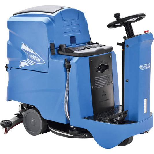 Global Industrial Automatic Ride-On Floor Scrubber with 22" Cleaning Path, (2) 12V 100Ah Batteries, 4.5 Hour Run Time, Industrial Commercial Floor Scrubber Machine