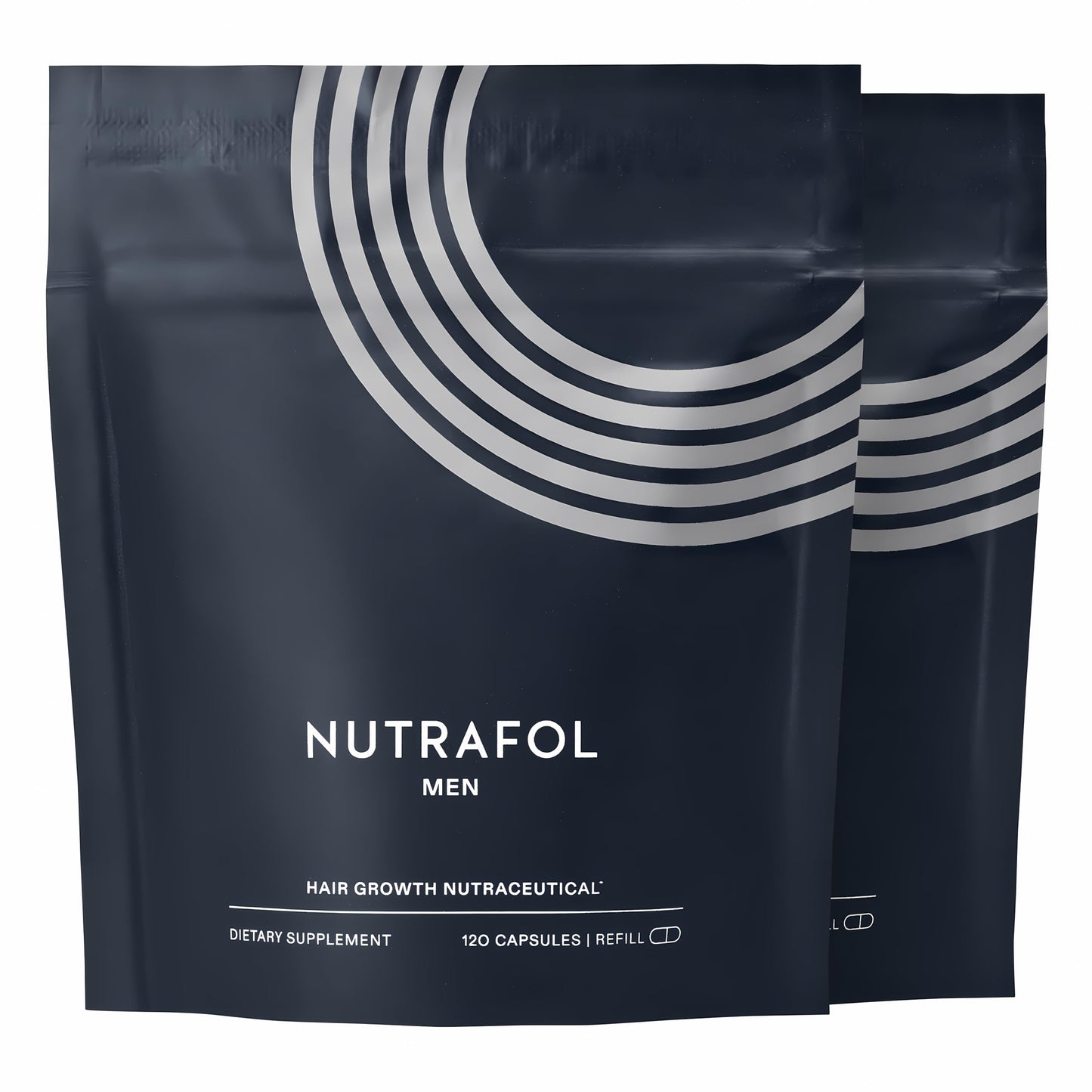 Nutrafol Men's Hair Growth Supplements, Clinically Tested for Visibly Thicker Hair and Scalp Coverage, Dermatologist Recommended - 2 Month Supply, 2 Refill Pouches