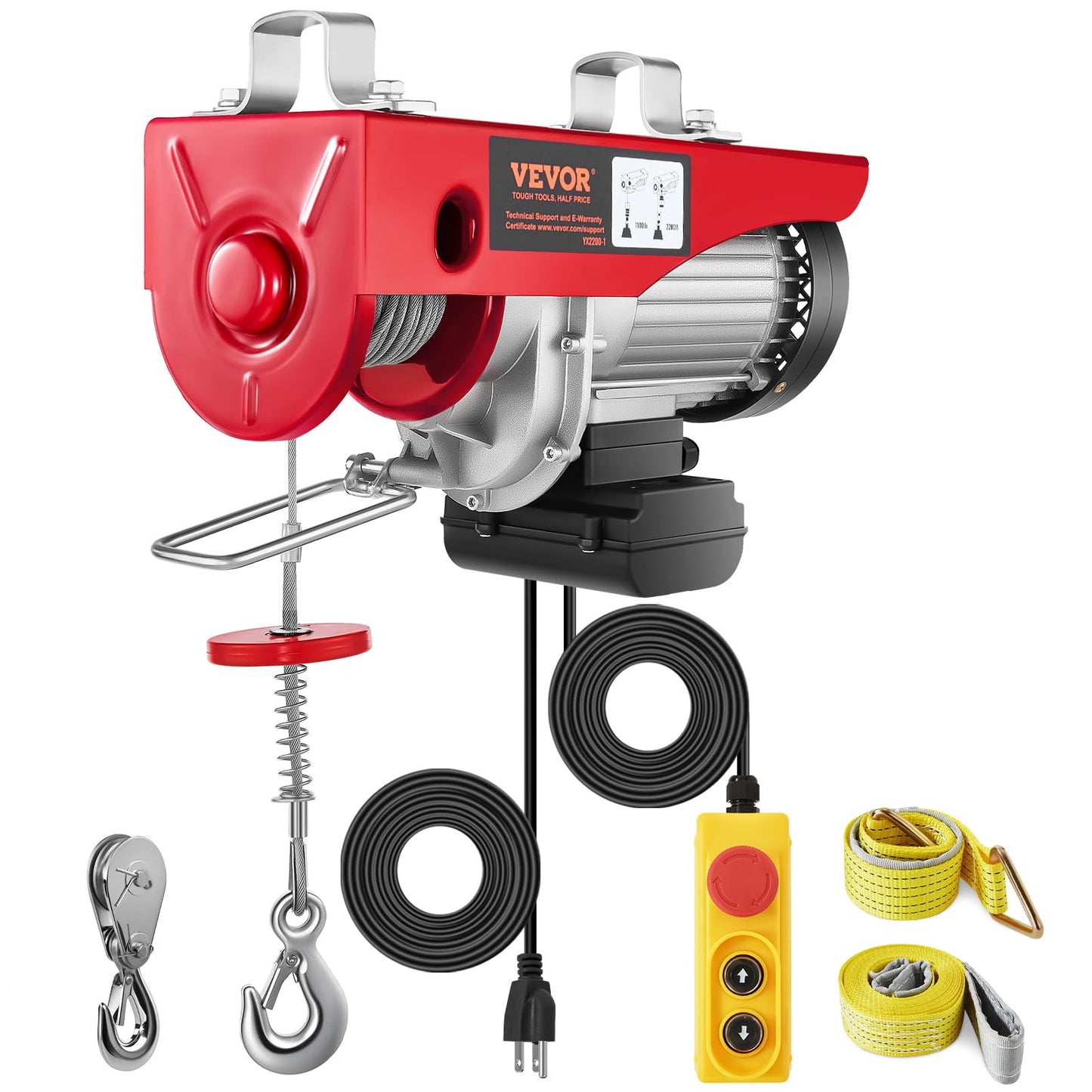 VEVOR 2200lbs Electric Hoist w/14ft Wired Remote Control, 110v Electric Hoist with 40ft Single Cable Lifting Height, for Garage Warehouse Factory Control for Garage, Shop, Hotel, Home
