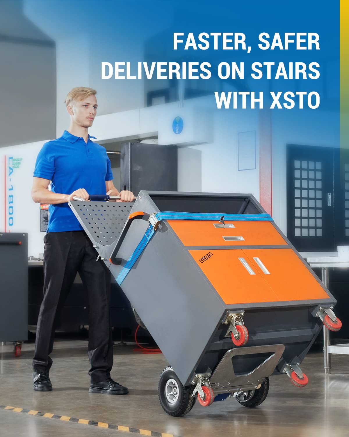 XSTO ZW7250GC Electric Stair Climber, 550lb Load Capacity Heavy Duty Stair Climbing Cart Aluminum Powered Stair Climbing Hand Truck with Foldable Handle Solid Wheel Brake System