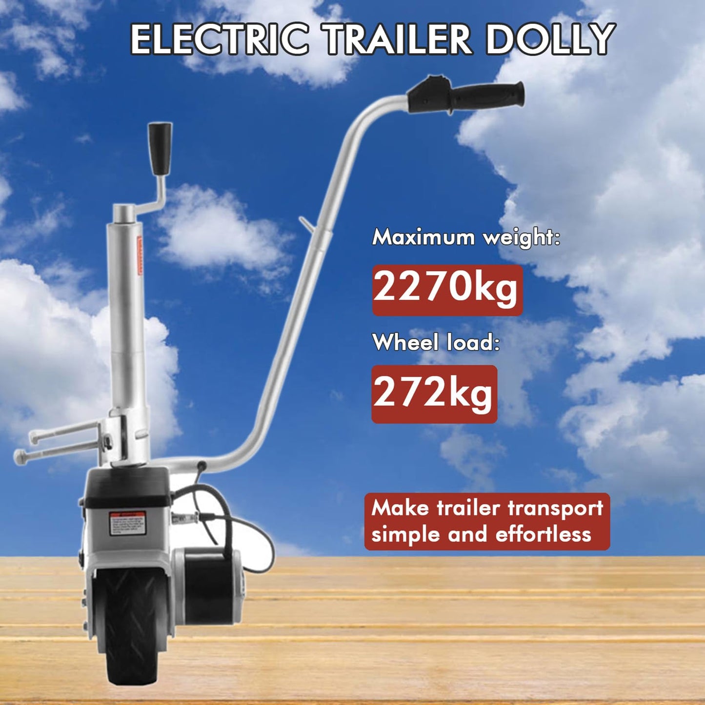 Electric Trailer Dolly, 5000Lbs Capacity, 12V/350W Motorized Trailer Support Wheel, for Trailers, Boats