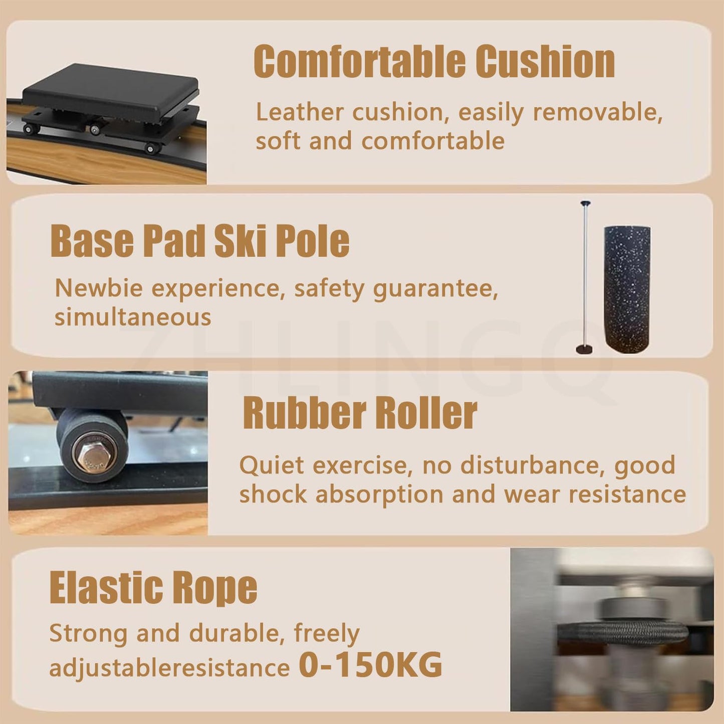 Ski Trainer, Indoor Ski Machine, Home Ski Trainer, with Walking Stick, 0-150kg Load, Fat Burning & Plasticity