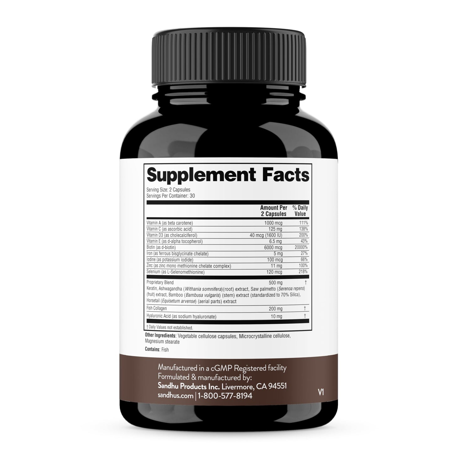 Sandhu's Biotin, Collagen & Keratin Complex | Supports Normal Hair Growth Cycle | Vitamins for Skin & Nails | Hair Supplements for Women & Men | Made in USA (60 Count (Pack of 1), #1 Hair Vitamins)