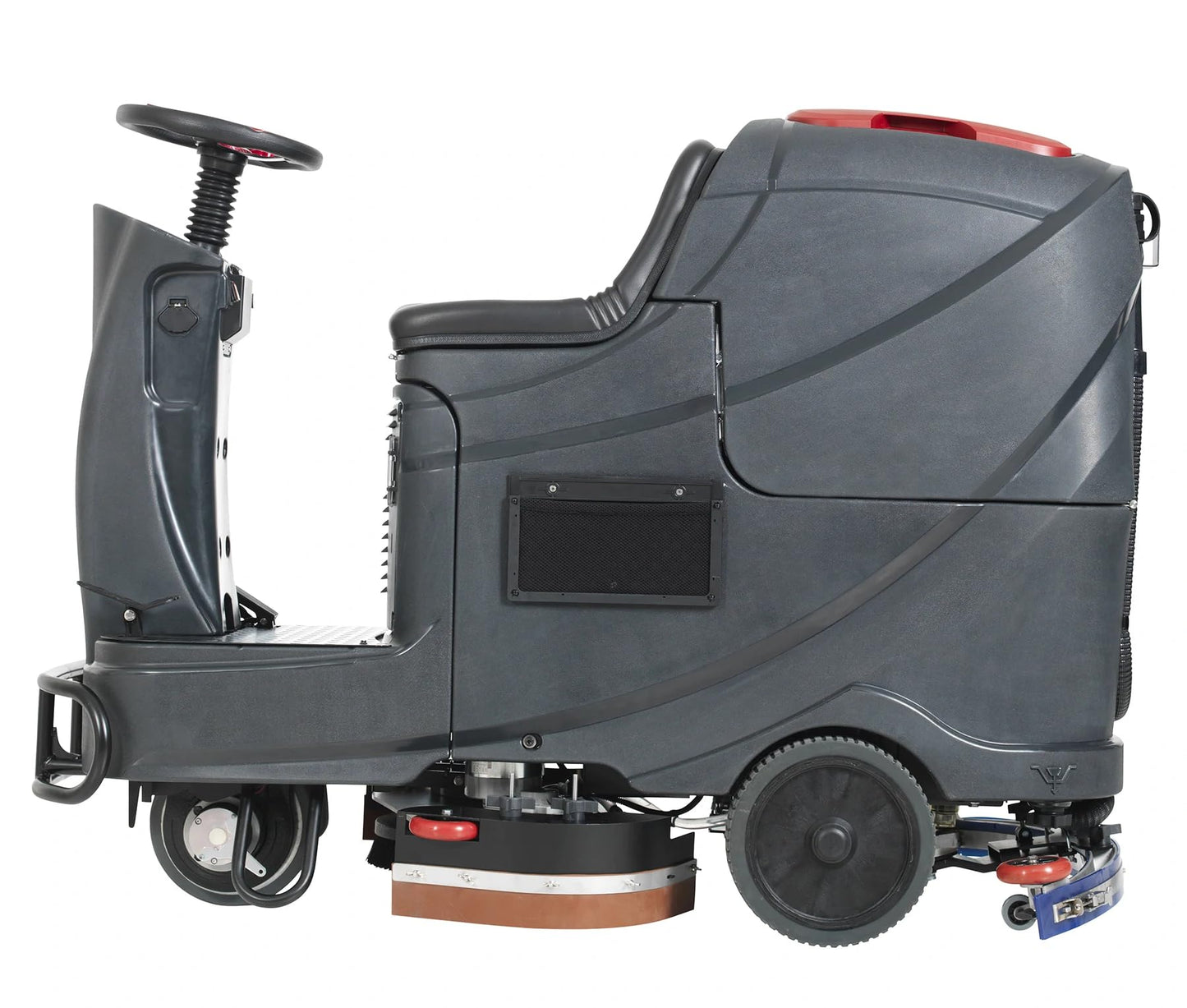 AS850R-TPPL Ride-On Floor Scrubber, 32" Cleaning Path, 31 Gal Solution & Recovery Tanks, (4) 120 Ah TPPL Batteries, Onboard Charger, Pad Drivers & Brushes