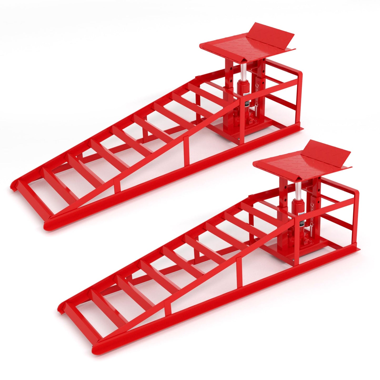 LOCKIETTA 2 Pack Hydraulic Car Ramp, 11065LBS 5T Automotive Ramps High Lift 9"-14.2", Steel Vehicle Tuck Ramp Heavy Duty with Hydraulic Jack, Car Lifts for Home Garage for Oil Changes, Red