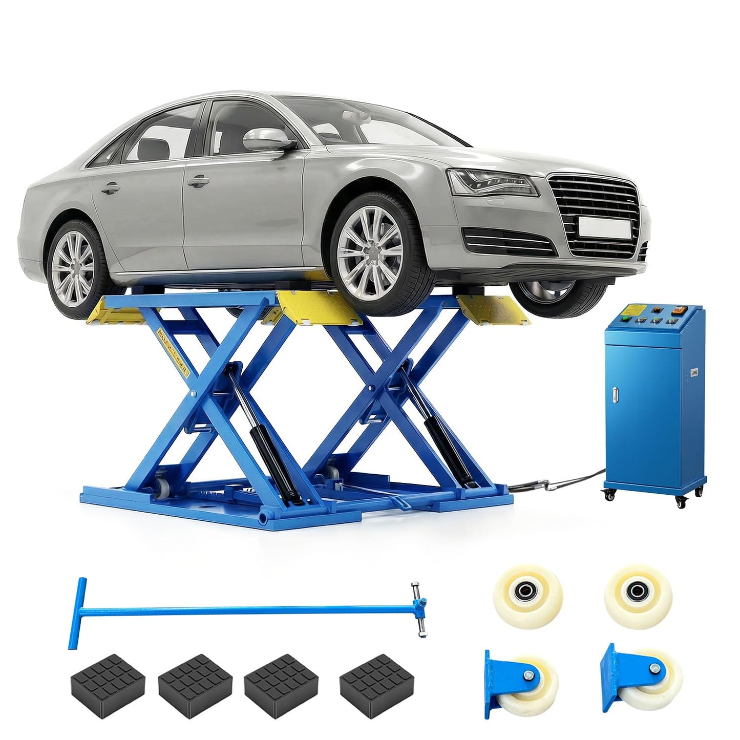 MutsMover 8,000 LBS Portable Car Lift with Air Unlock, 40" Max Lift Height Heavy-Duty Hydraulic Vehicle Lift, Rolling Garage Auto Lift for SUVs, Trucks & Light Duty Vehicles, 110V