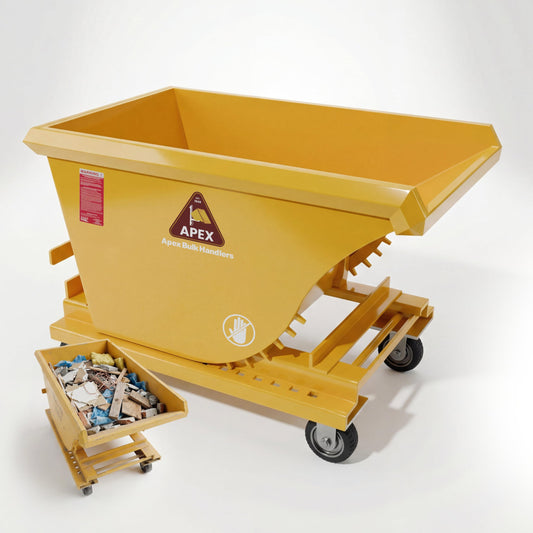 Apex Heavy Duty Self-Dumping Hopper with Casters, 1/2 Cubic Yard Capacity, 6000 lb Load, Durable Steel Construction, Commercial and Industrial Use, Made in The USA (1/2 Cubic Yard)