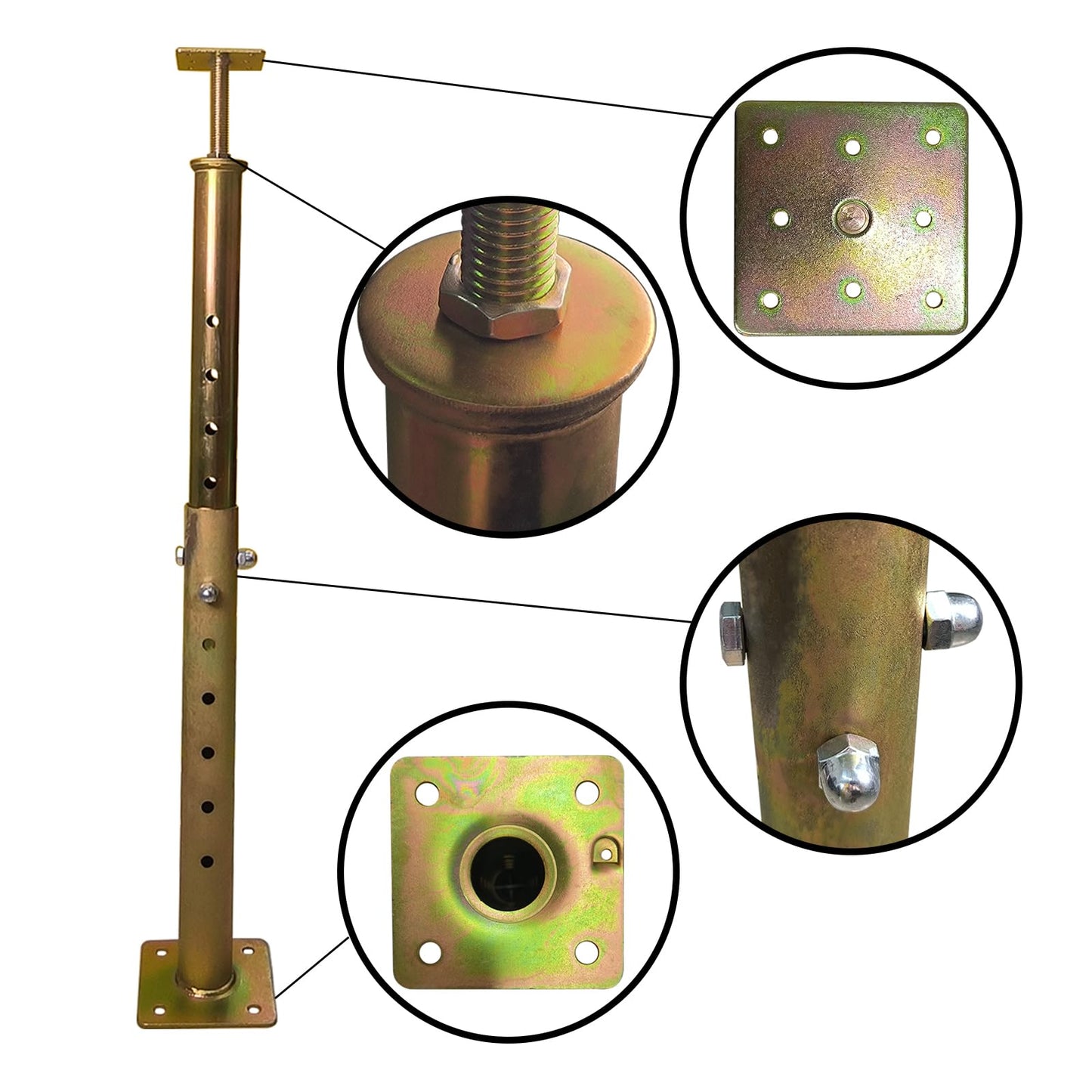ASTAMOTOR 19.5"-34.5" Height Range Adjustable House Floor Jacks Post Pole for Leveling, Galvanized, 4 Pack