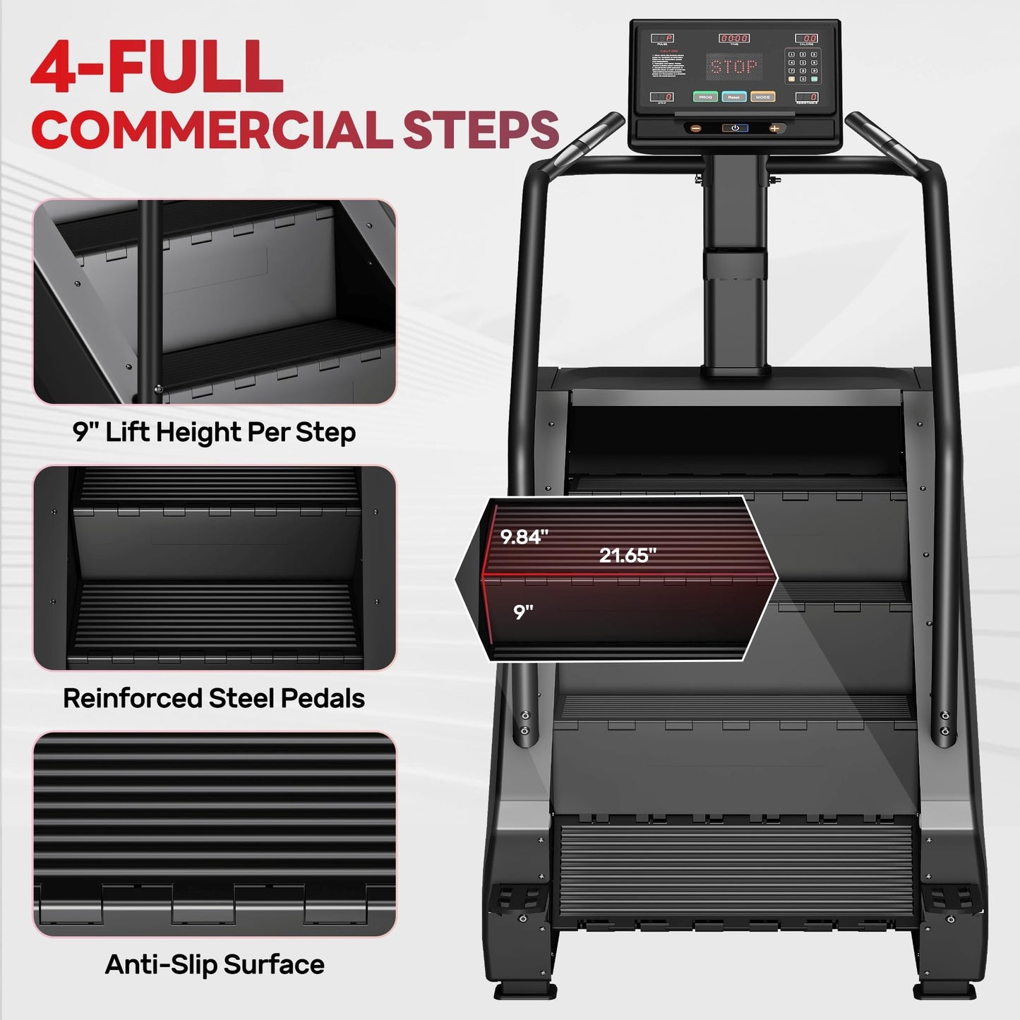 Goimu T1 Stair Stepper Machine, 550Lbs Commercial Grade Stair Climber for Home with 15 Resistance Level and LED Screen, Stepmill Exercise Machine for Full Body Workouts, 24-164 Steps/Min (Black)