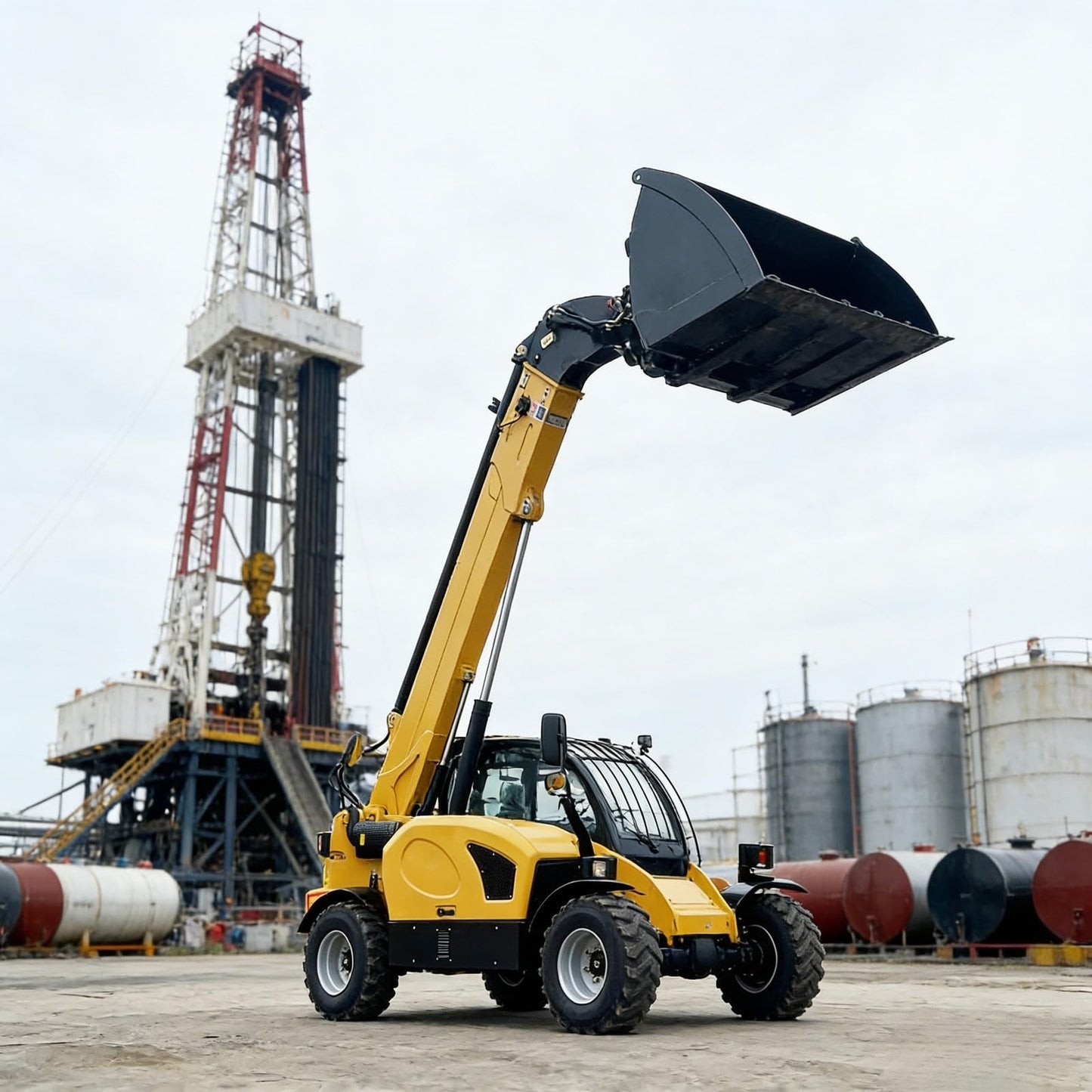 Telescopic Boom Forklift with 3-Ton Loading for Elevated Pallet Placement and Construction Frame Installation Tasks