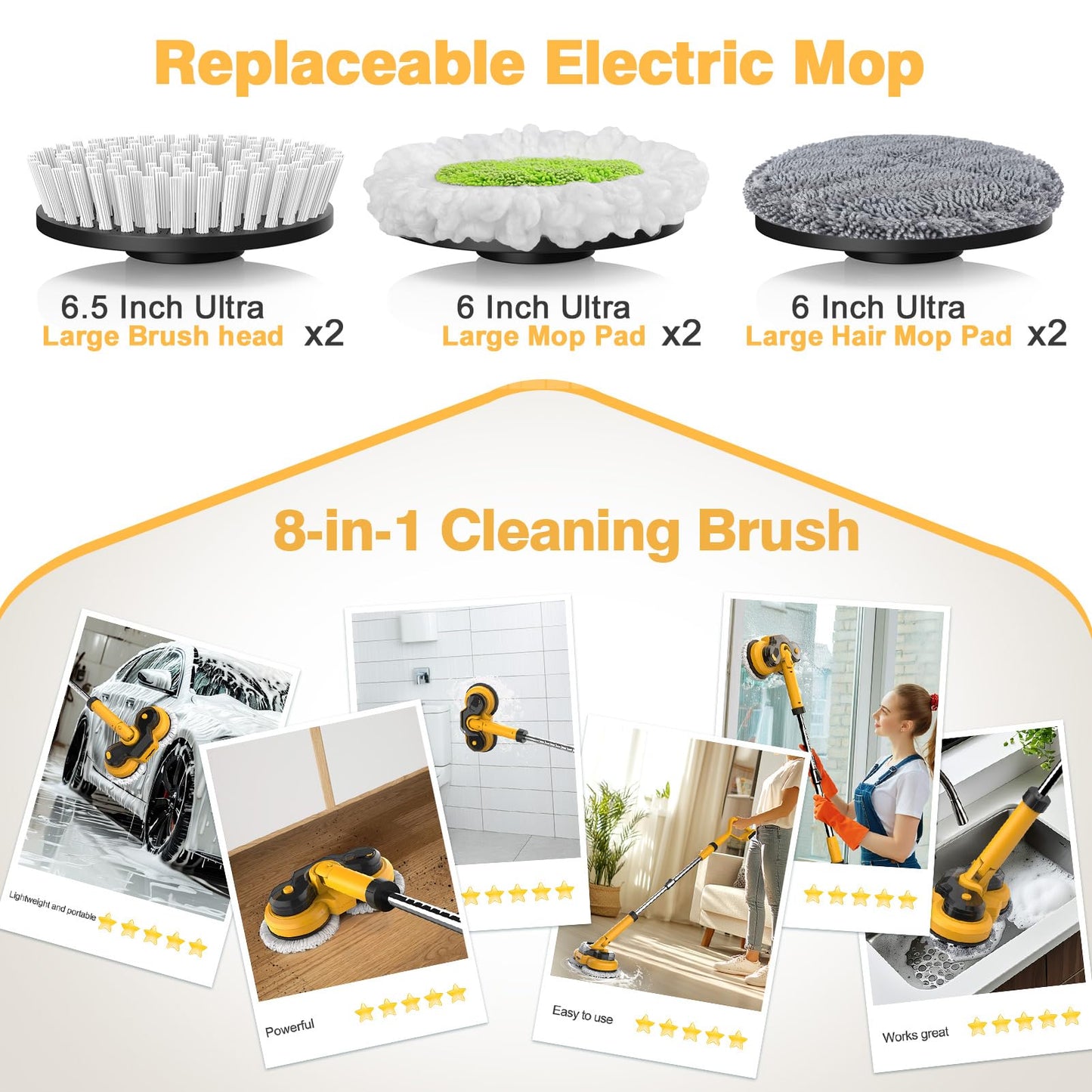 Cordless Electric Mop for Dewalt 20V Battery (NO Battery), 2 in 1 Spin Mop & Floor Scrubber Machine with LED Light & Water Spray 800 RPM for Floor Cleaning, Hardwood,Tile