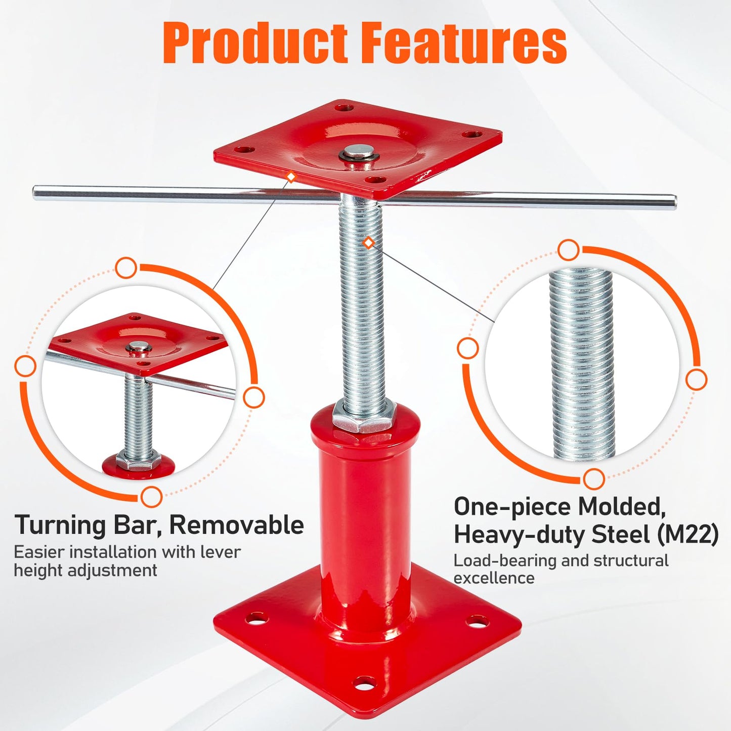 4 Pack House Jacks for Leveling Crawlspace, 7" - 11" Height Range, 11023 lbs Max Load Capacity, House Floor Jacks Post Pole for Leveling