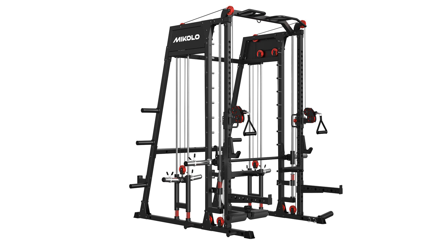Mikolo Strength Training Apparatus, All-in-one Smith Machine Power Cage
