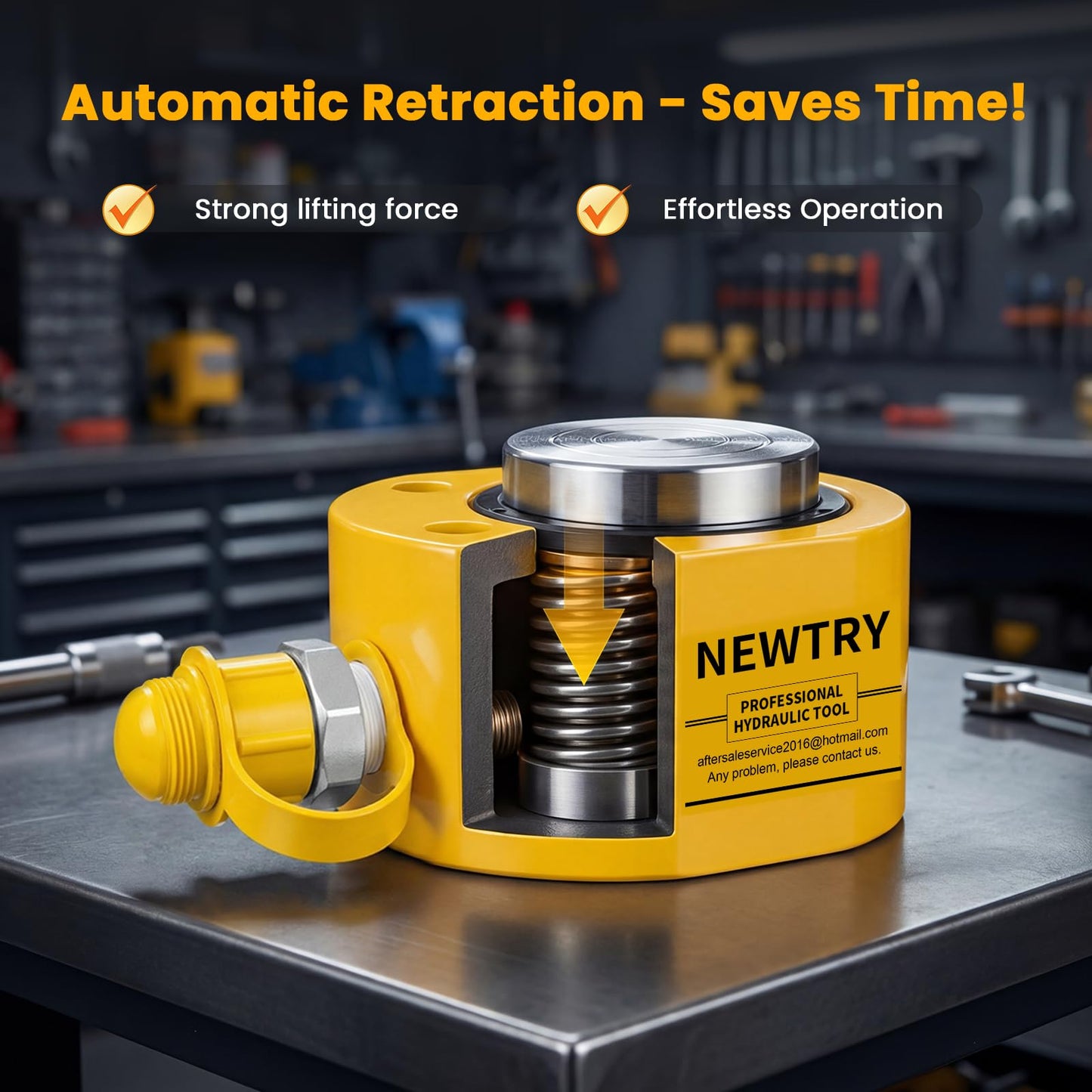 NEWTRY 5T Low Profile Hydraulic Jack Porta Power Kit + CP-180 Manual Hydraulic Hand Pump, Industrial Mini Hydraulic Cylinder, Stroke 0.24”