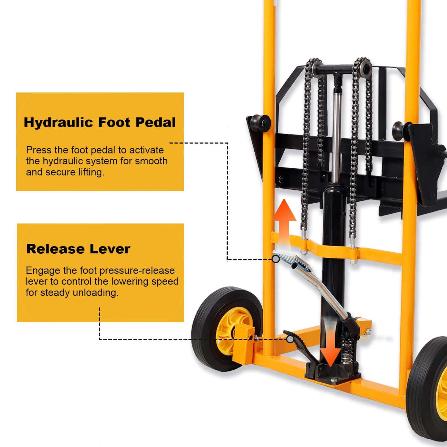 440lbs Hydraulic Material Lift Stacker, 35.5" Max Height, Fork Lift with Adjustable Forks, Manual Pallet Stacker Lift Dolly with Fixed Legs, Manual Forklift for Supermarket, Warehouse, 2PCS, Blue