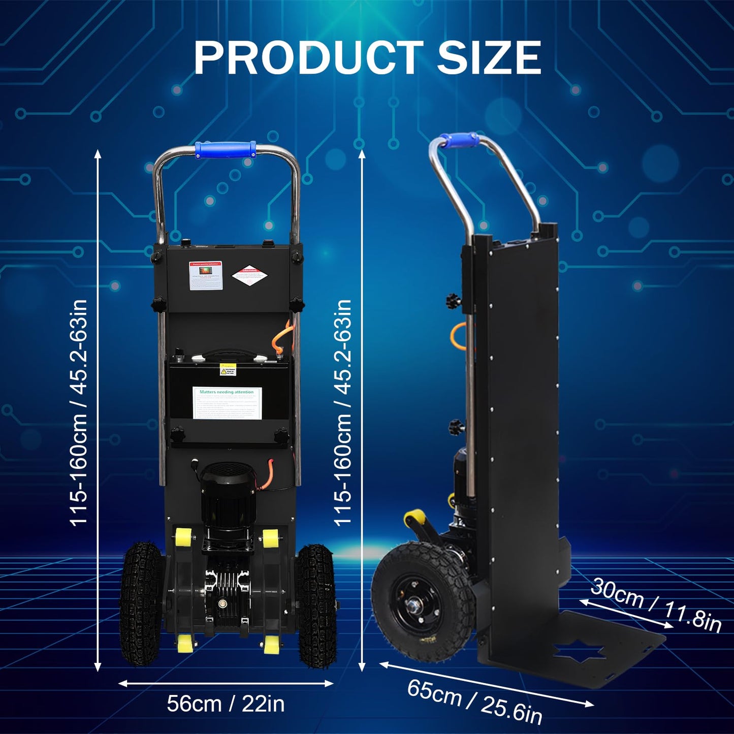 Electric Stair Climbing Dolly, Easy Up/Down with Foldable Design, 900lbs Capacity Heavy Duty, 1500W Hand Truck for Moving Furniture Fridge&Logistics Distribution (Black, 2 Batteries)