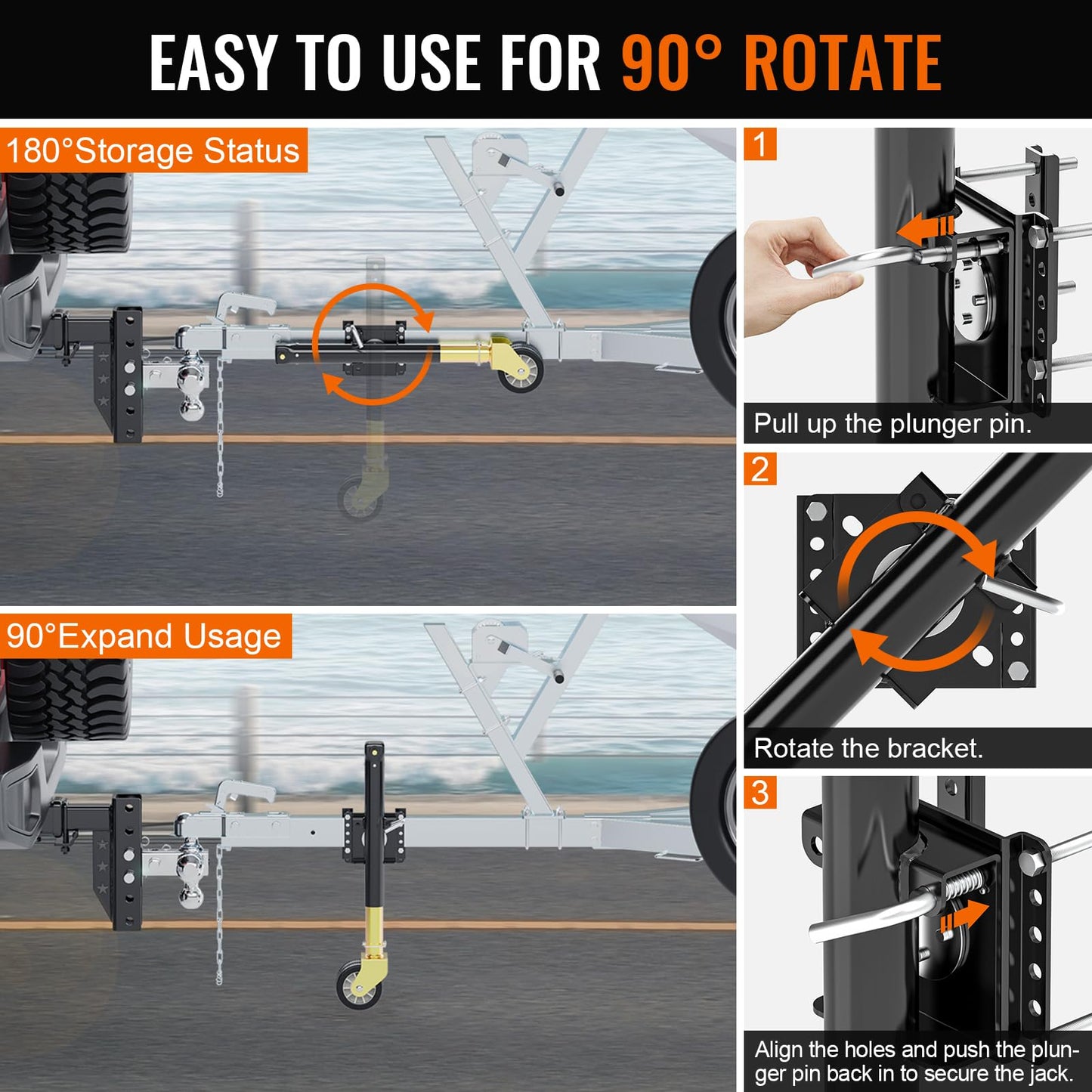 Upgraded Trailer Jack with Dual Wheel(Electric Drill Adjust), Adjustable 14”-42” Drop Leg, Universal Heavy-Duty RV Tongue Jack with 2000lbs Capacity, Bolt on Trailer Jack for Utility Yacht Boat