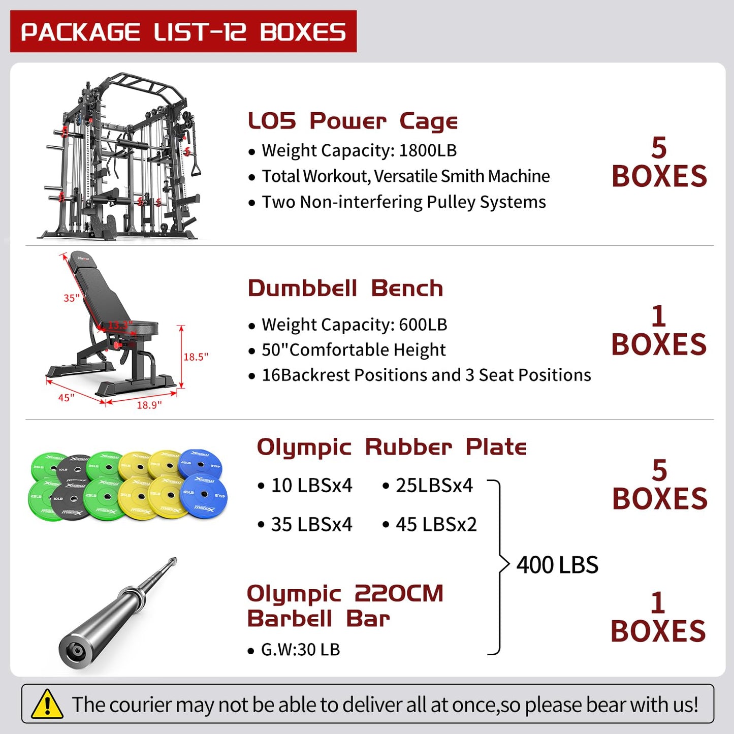 XGSW XINGESIWR Multi-Purpose Squat Rack,Smith Machine Weight Rack Set with Cable Crossover System, Home Gym Power Racks, Power Racks and Packages (L05, Power cage Black+Bench+(Pole+Color BP) 400LBS)