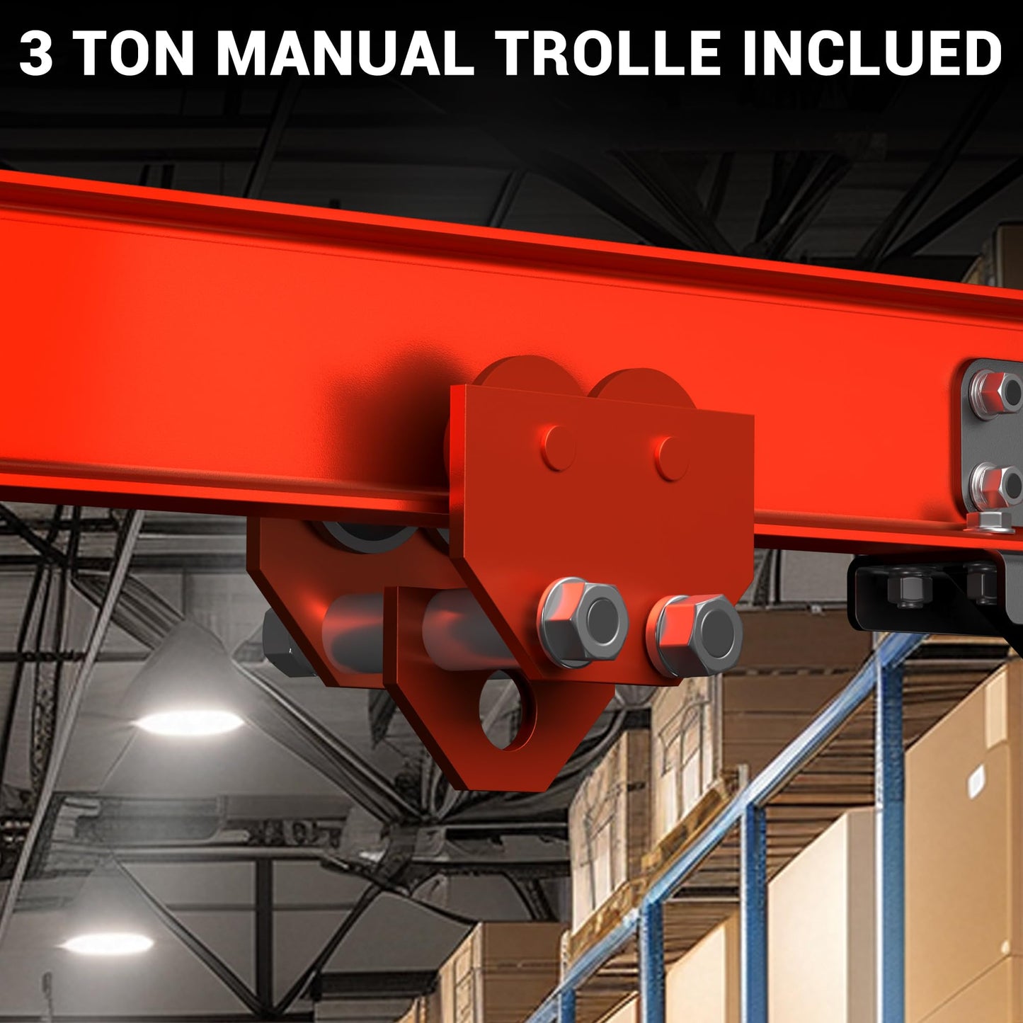 Dkenicor 3 Ton (Max.6600 LBS) Gantry Crane, Adjustable Height 8.53-12.47ft, Heavy-Duty Steel I-Beam Portable Hoist for Factories, Warehouses, Auto Repair, Construction, Red