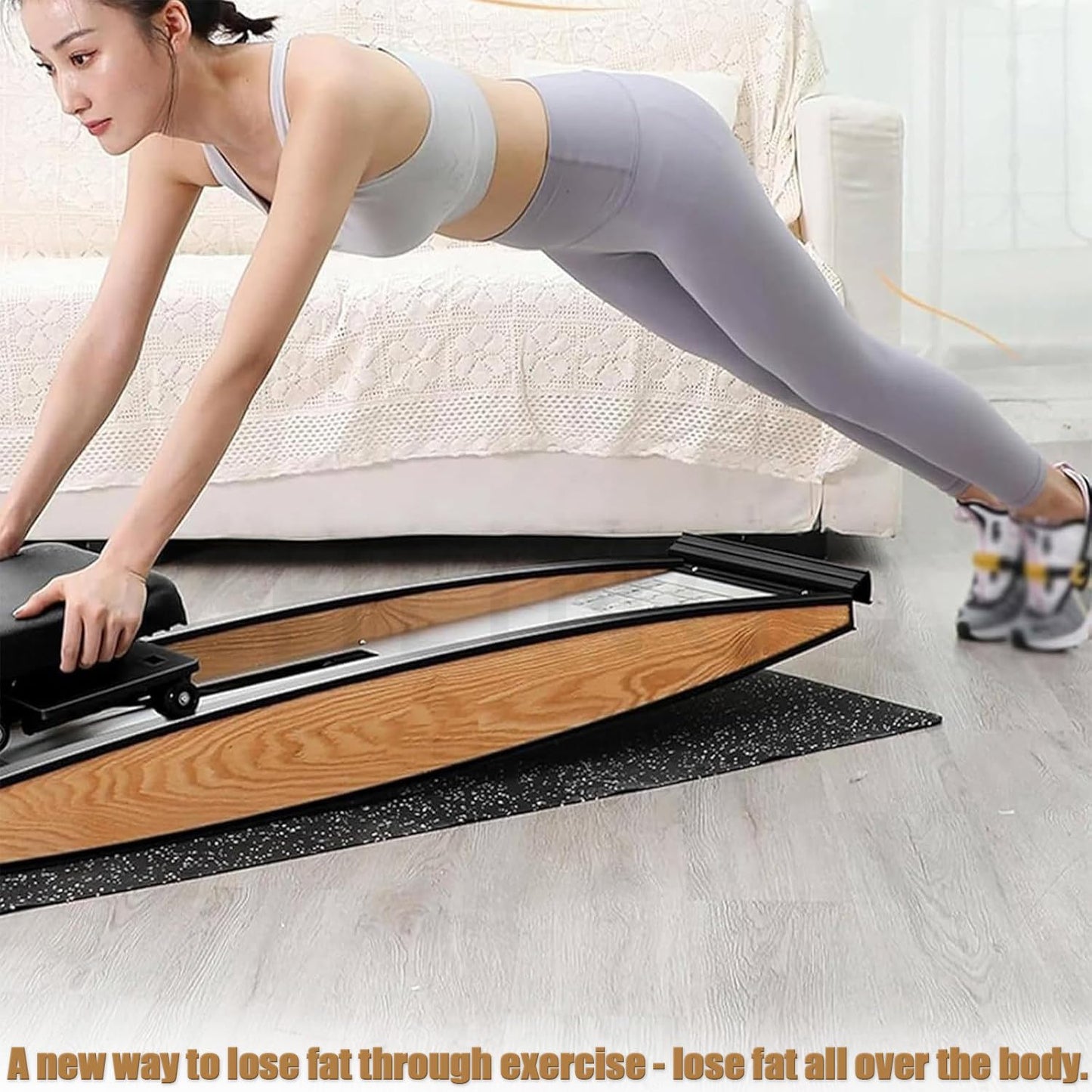 Ski Trainer, Indoor Ski Machine, Home Ski Trainer, with Walking Stick, 0-150kg Load, Fat Burning & Plasticity