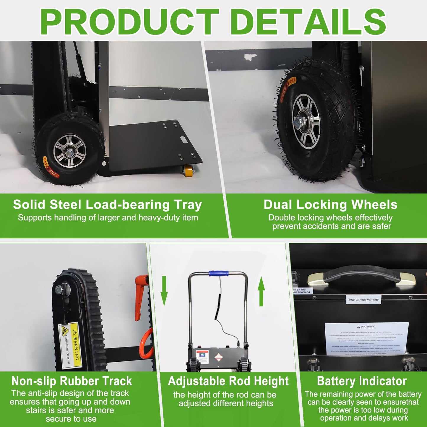 ZLPOWER Electric Stair Climbing Hand Trucks Dolly 661LBS Max Load 500W Power Heavy Duty Folding Stair Climber Moving Cart with Rubber Tracks for Family Moving Warehouse Logistics Distribution