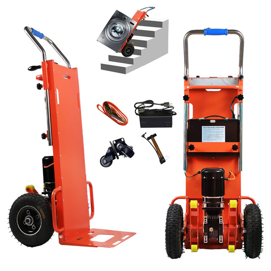 Electric Stair Climbing Dolly, Heavy Duty Cart 880lbs Capacity 1200W Motorized Hand Truck with Foldable Design for Moving Furniture Fridge Appliance(Orange)