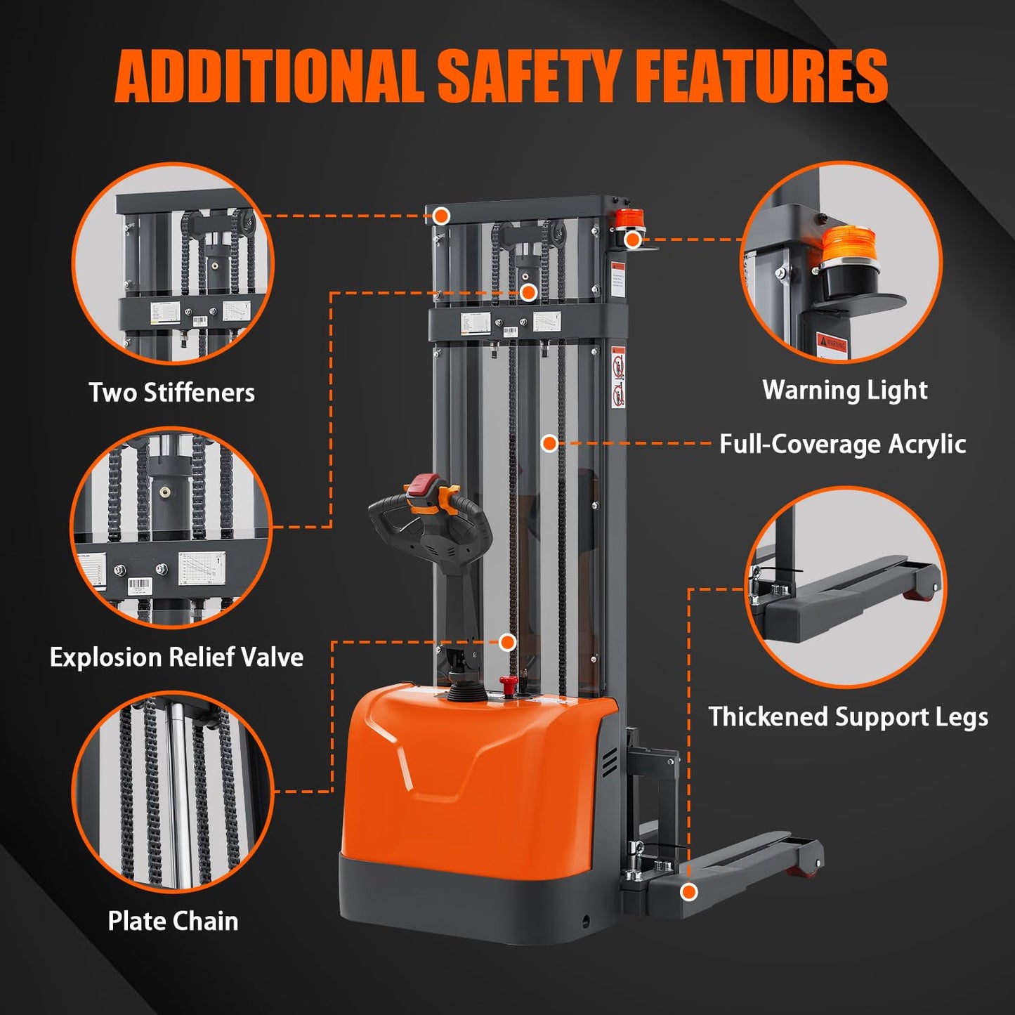Tory Carrier Full Electric Pallet Stacker, Pallet Forklift, 3300 lbs Capacity, 118" Height Material Lifts, Straddle Legs & Forks Lift, Upgraded Maintenance-Free Gel Battery for Narrow Spaces