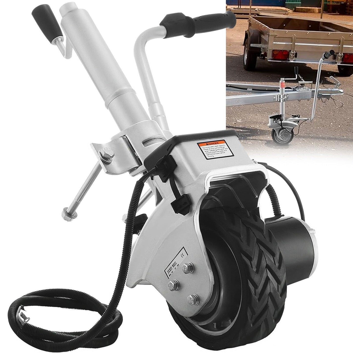 NYTFHMS Heavy Duty Marine Swivel Trailer Jack - Electric Trailer Dolly, Max Load 5000Lbs, Trailer Mover Motorized 12V/350W Trailer Jack, Power Mover Maneuver Trailer B,5000lbs