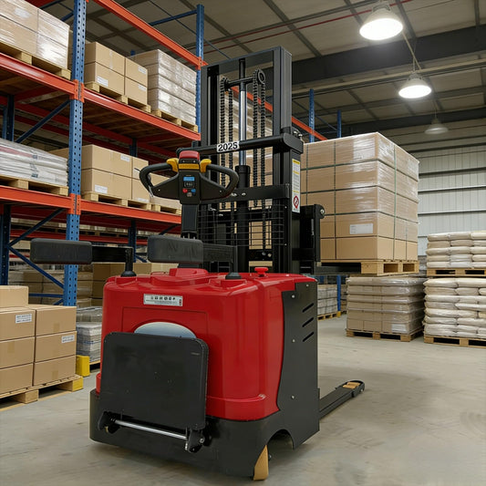 Warehouse and Factory Pallet Stacker, Electric and Manual Mobile Hydraulic Stackers, High Lift Compact Stack Truck for Supermarket, Logistics, and Small Space Material Handling
