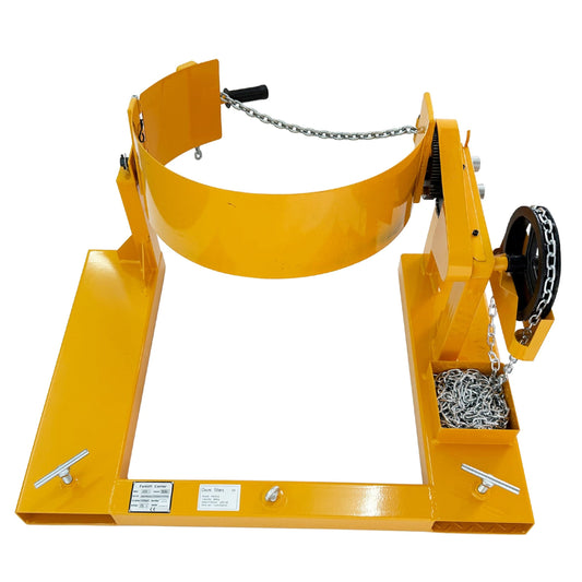 IntXanth Manual Forklift Drum Dumper Hoop Type Steel Drum Tilting Pouring Device 55 Gallon for Chemical Oil Industrial Use