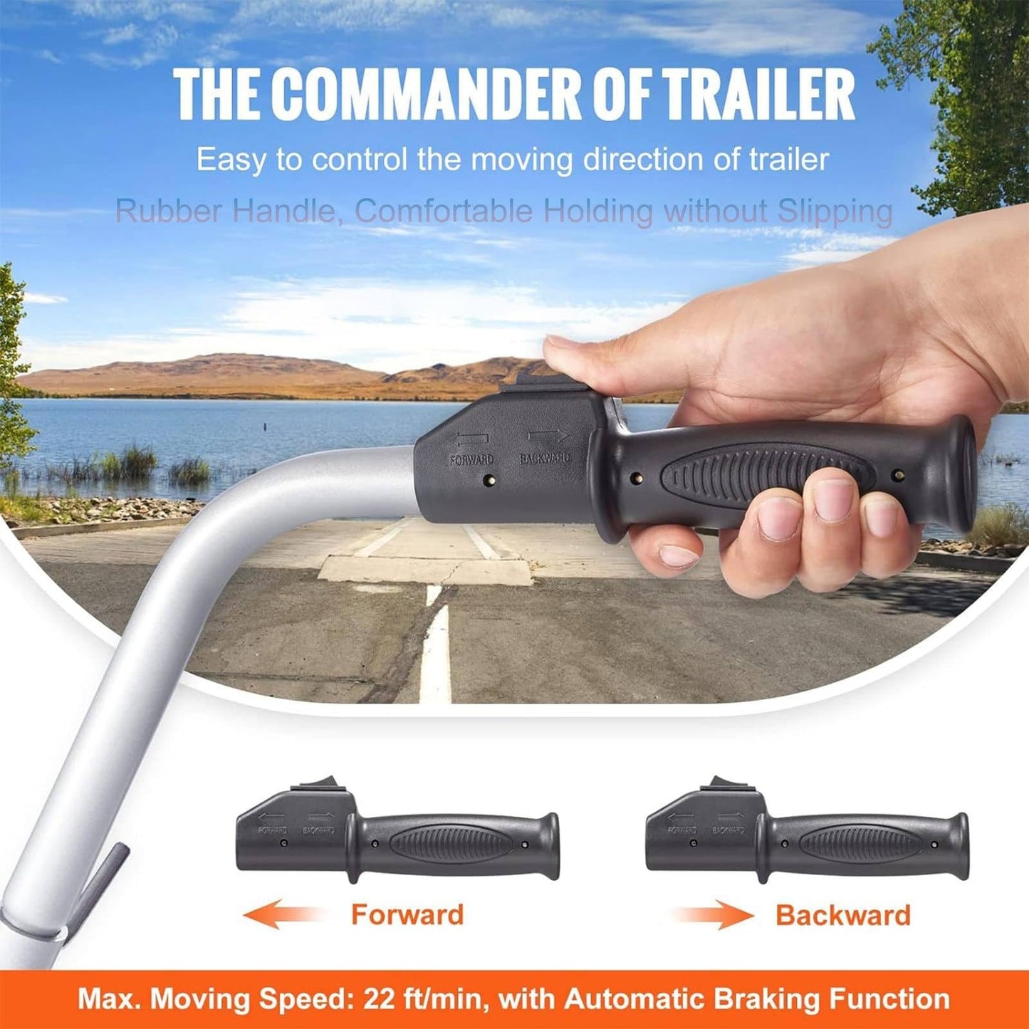 BeoyNot Electric Trailer Dolly,5000lbs Towing Capacity,12V 350W Trailer Wheel,23 ft/min Moving Speed,12.6''-16.5'' Adjustable Clamp Height & 7.5'' Rubber Tire,for Moving Trailer Caravan Boat