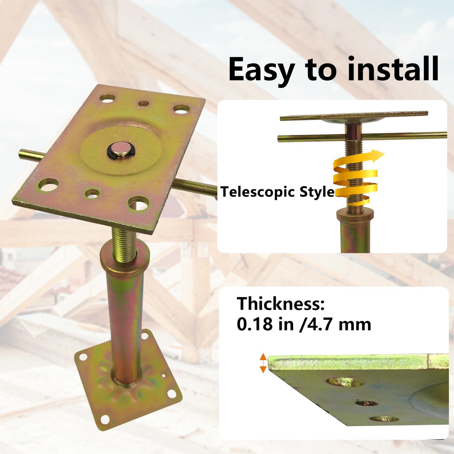 ZANURA 11" - 16" Adjustable House Floor Wall Jack Post Pole Rod Fit for Leveling Lifting Framing Basement Crawlspace Beam Roof, 4 Pack