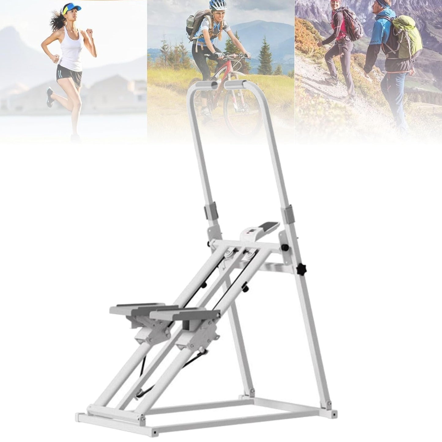 Stairmaster Machine for Home, Vertical Stair Climber for Full-Body Workout, Folding Stair Stepper with 3-Level Slope Adjustment, Adjustable Handlebar and Pedals